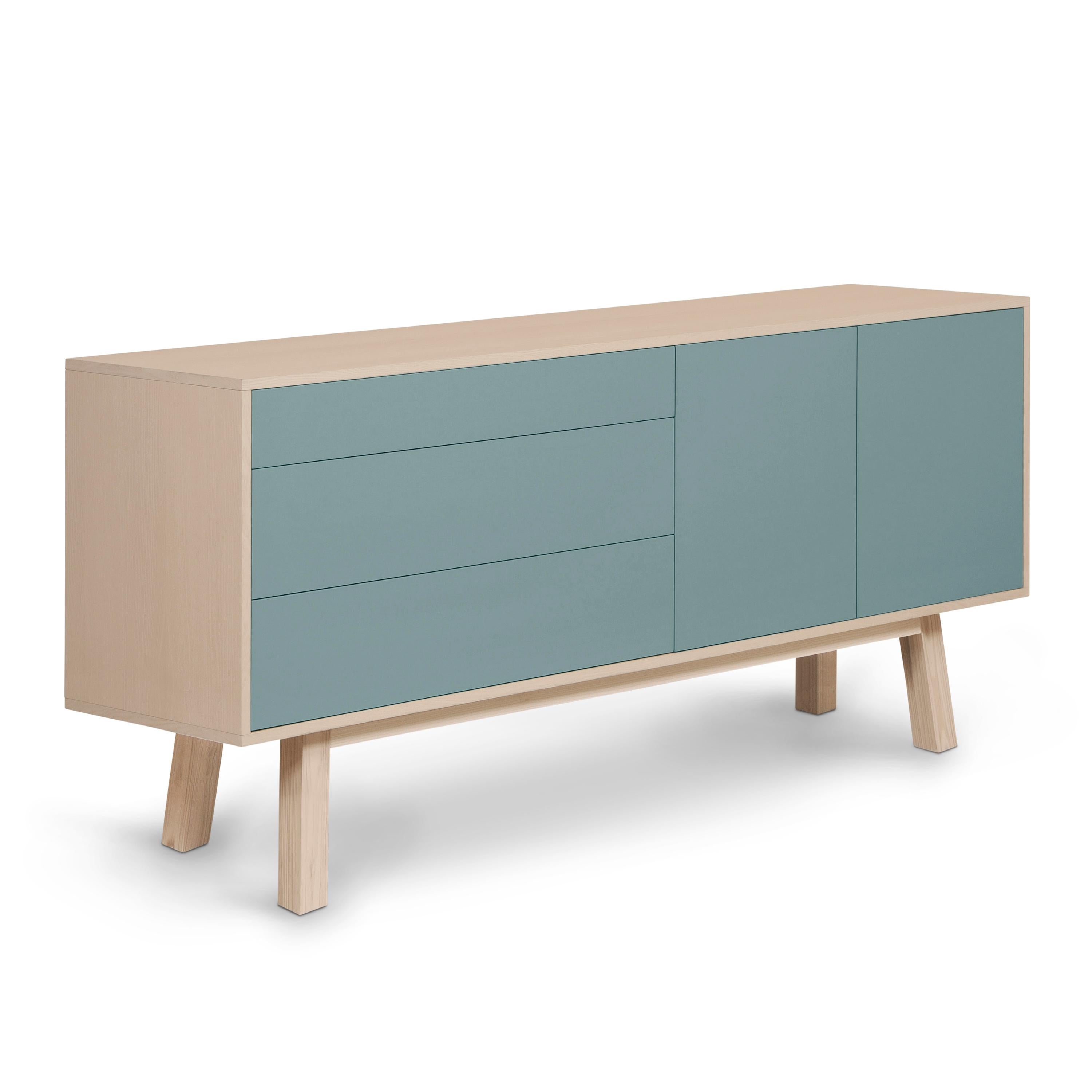 2-Door 3 Drawer High Sideboard in Ash, Design Eric Gizard, Paris Made in France For Sale 3