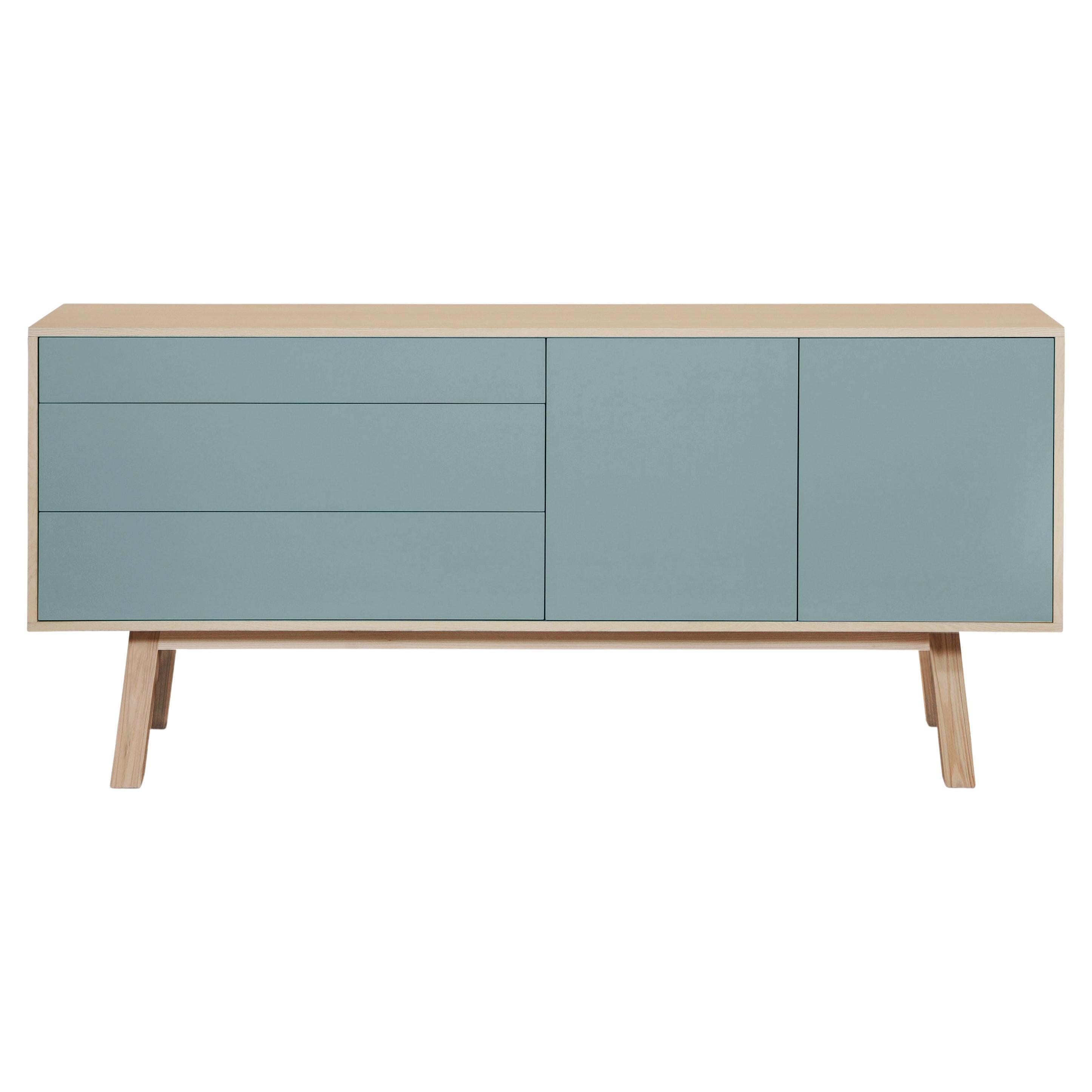 2-Door 3 Drawer High Sideboard in Ash, Design Eric Gizard, Paris Made in France For Sale