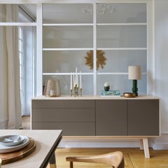 French 3-drawer 2-door Chocolate Gray Sideboard designed by Eric Gizard, Paris