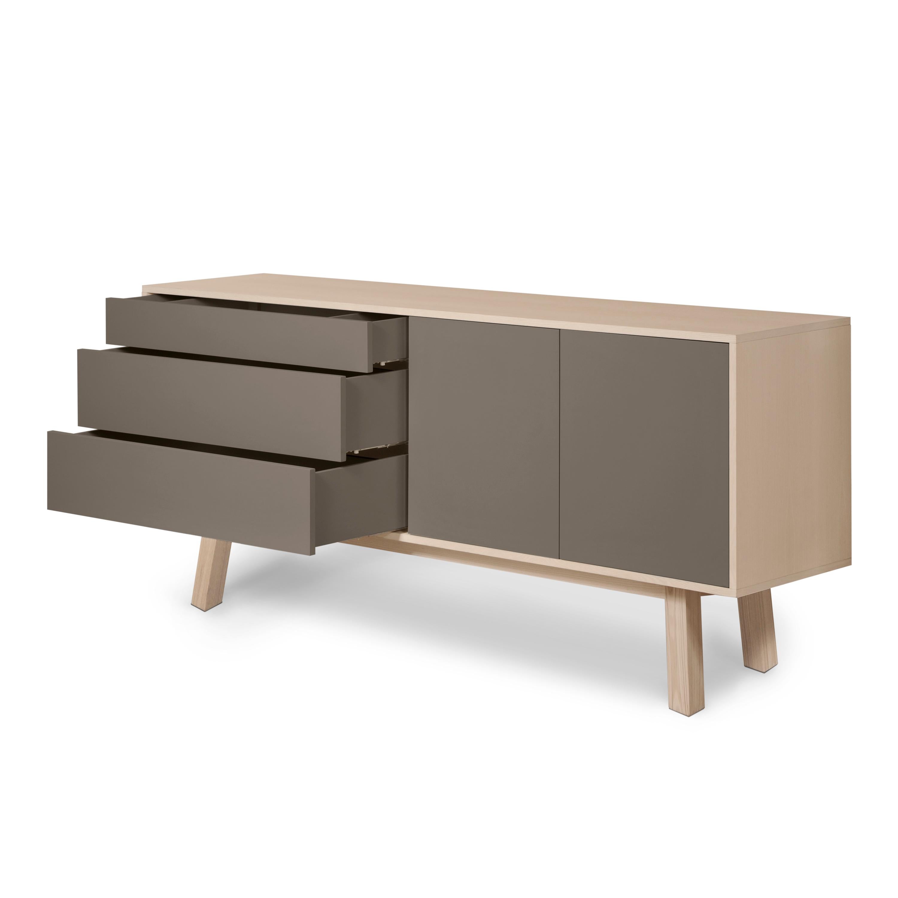 Scandinavian Modern Chocolate Gray higher sideboard, scandinavian design by Eric Gizard, Paris For Sale