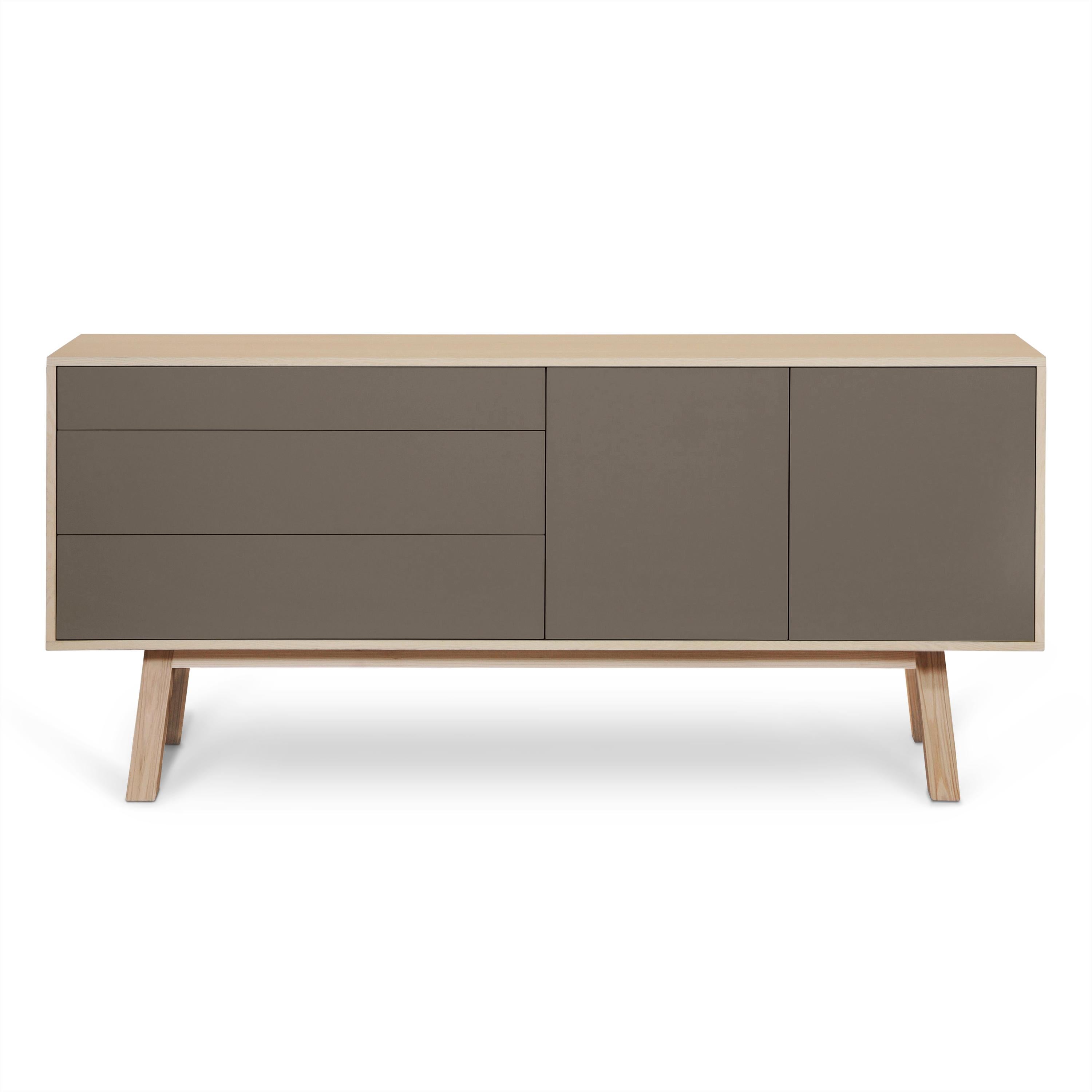 French Chocolate Gray higher sideboard, scandinavian design by Eric Gizard, Paris For Sale