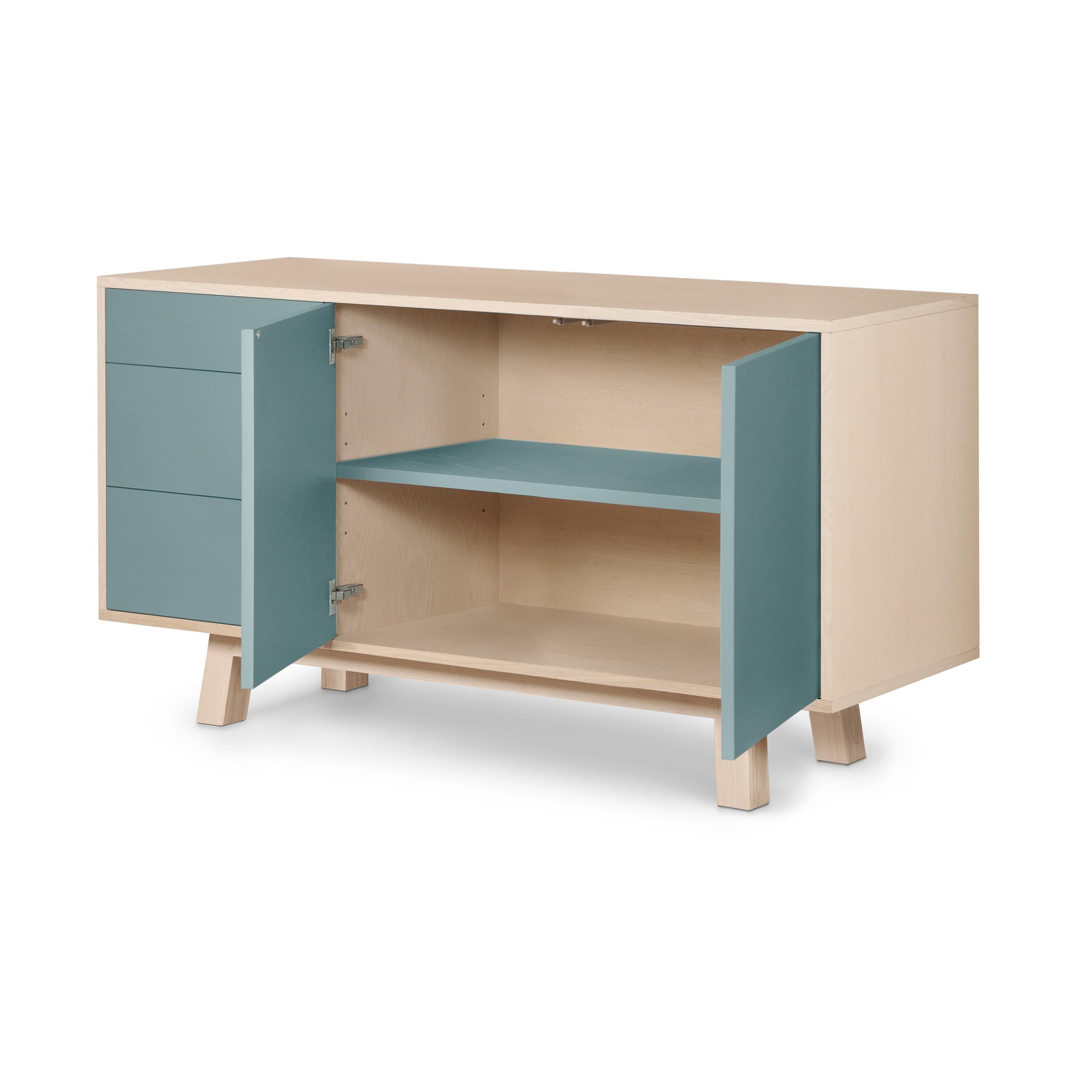 Ash Scandinavian sideboard with doors and drawer, designed by Eric Gizard, Paris  For Sale