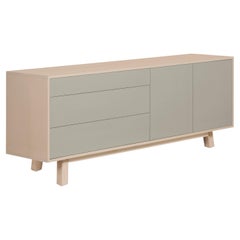 Enfilade gris, design scandinave d'Eric Gizard, Paris, artisanat français sur mesure