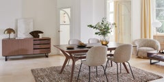 2- door 3-drawer sideboard in walnut & black iron feet, design by C. Lecomte
