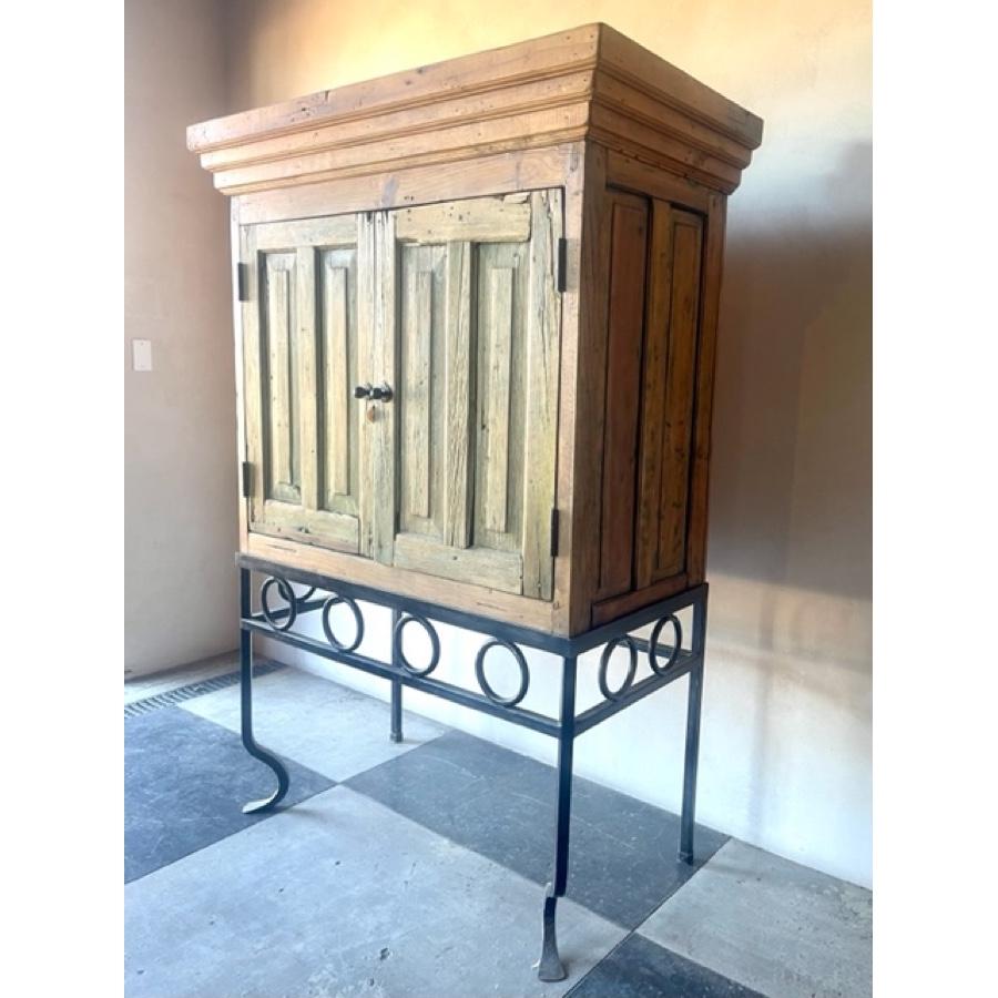 20th Century 2-Door Cabinet with Metal Frame Table Base, FR-1106-03 For Sale