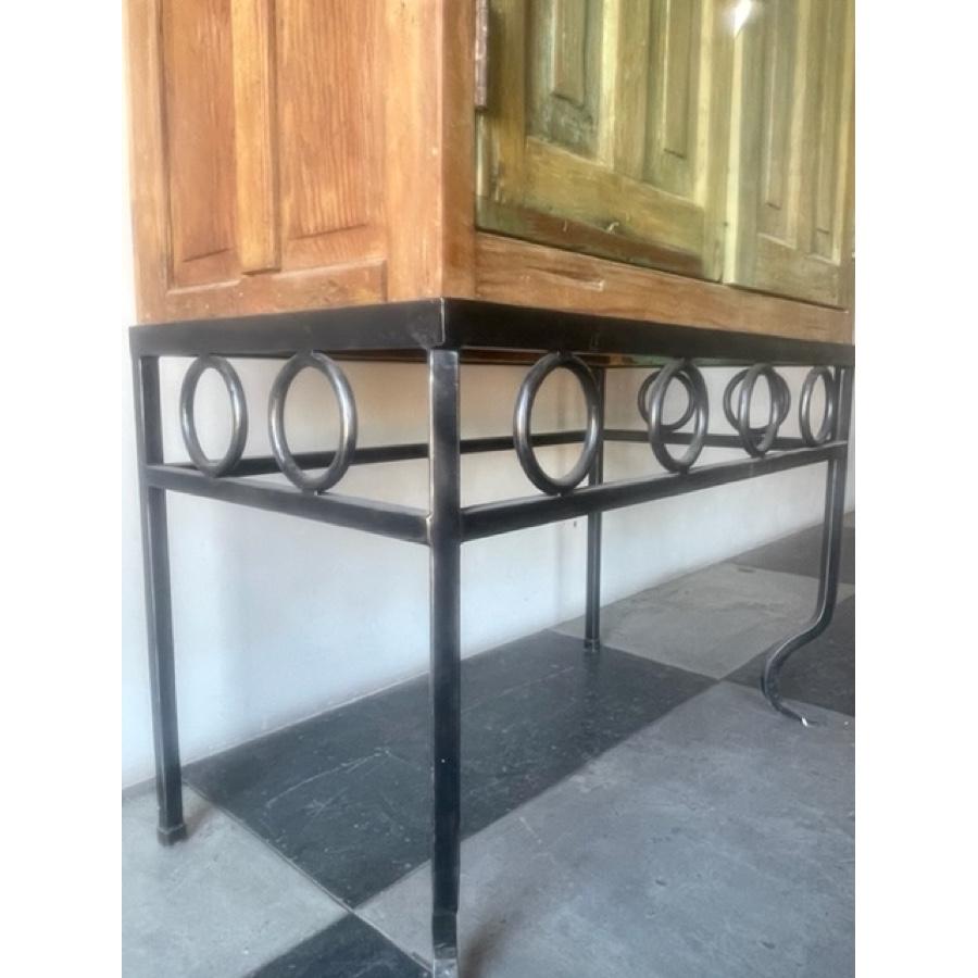2-Door Cabinet with Metal Frame Table Base, FR-1106-03 For Sale 1