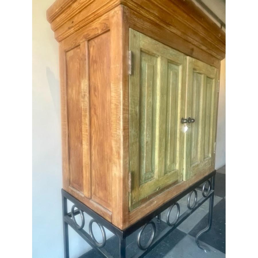 2-Door Cabinet with Metal Frame Table Base, FR-1106-03 For Sale 2