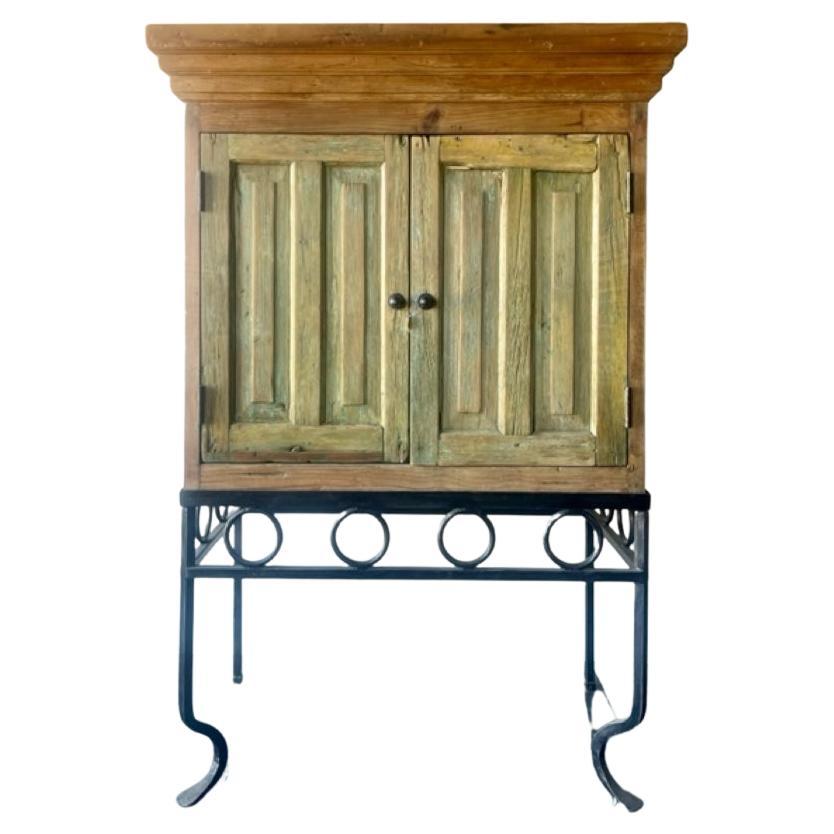 2-Door Cabinet with Metal Frame Table Base, FR-1106-03 For Sale