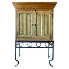 Antique 2-Door Cabinet with Metal Frame Table Base, FR-1106-03