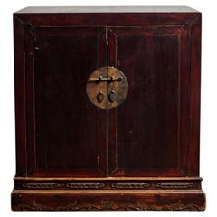 Antique 2-Door Chinese Elm Side Cabinet