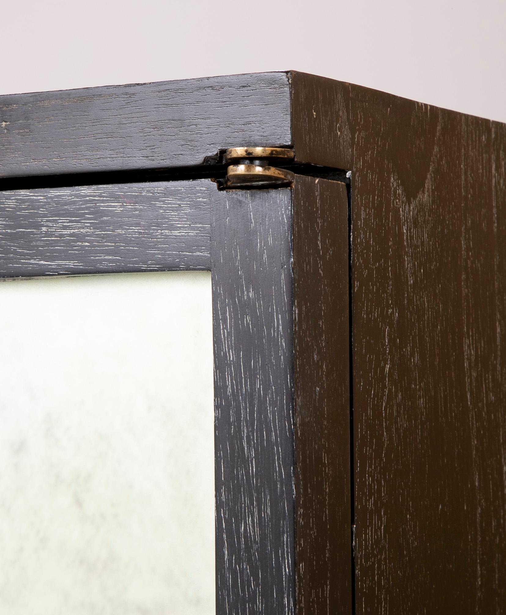 Modern 2-Door Ebonized and Cerused Cabinet