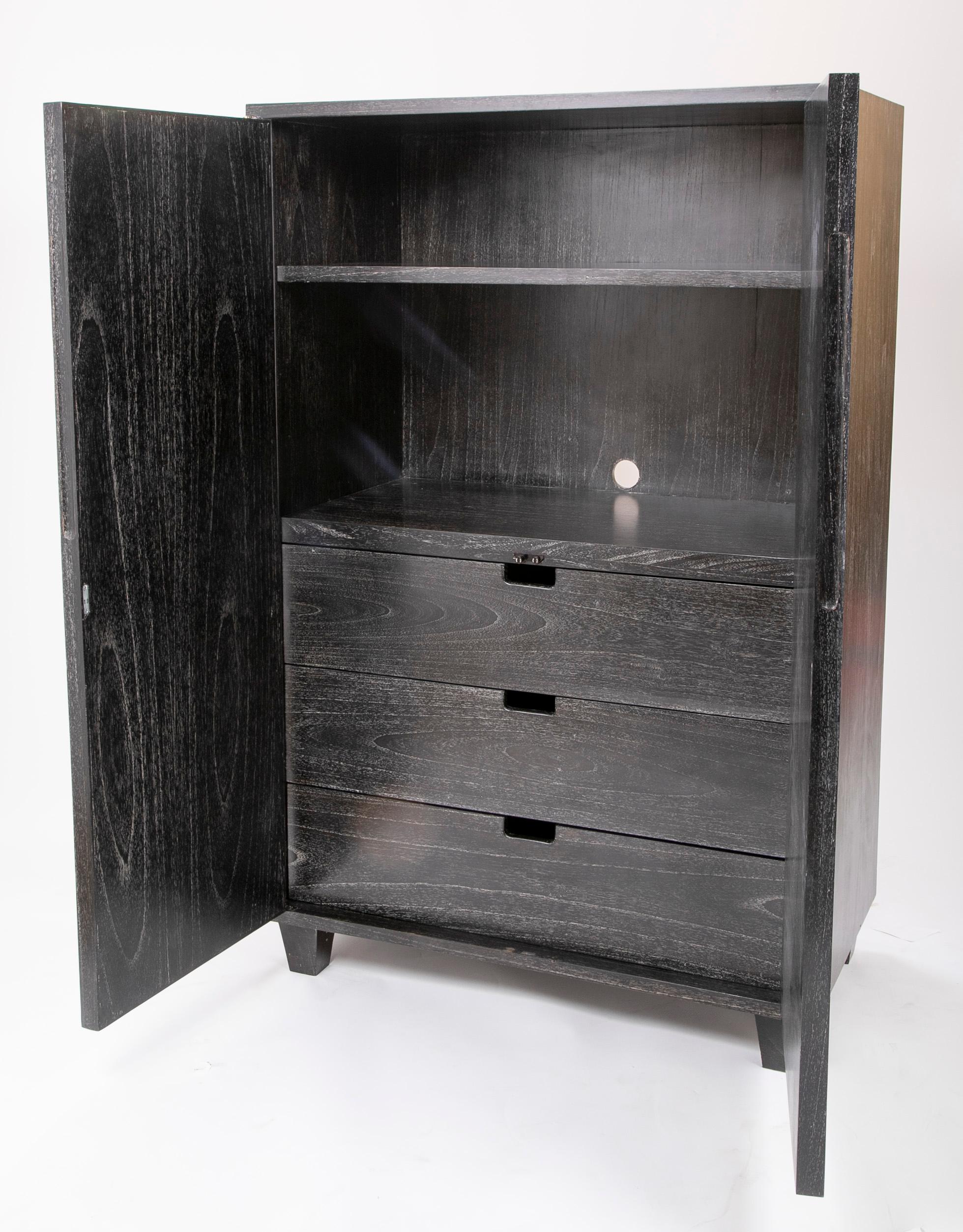 Late 20th Century 2-Door Ebonized and Cerused Cabinet