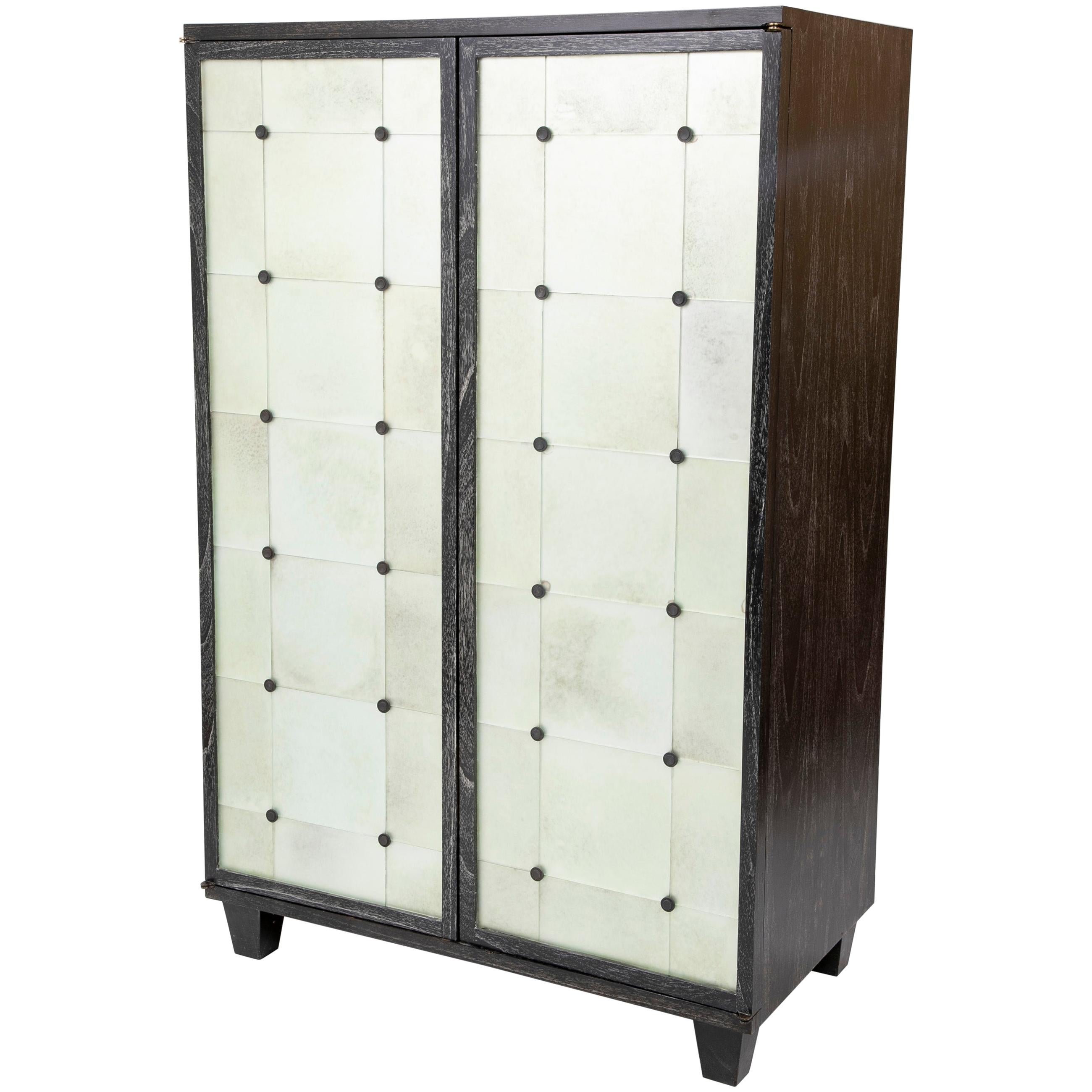 2-Door Ebonized and Cerused Cabinet