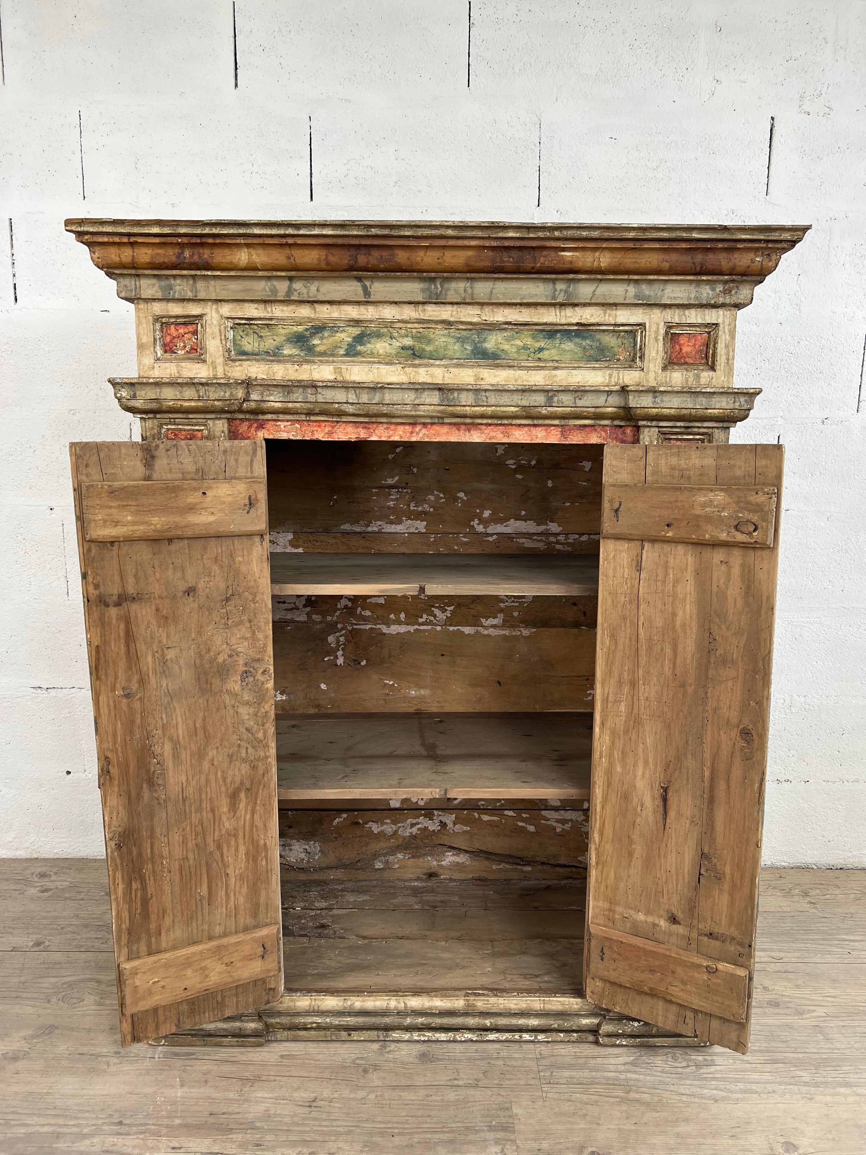 Baroque 2-door High Buffet Decor Faux Marbre For Sale