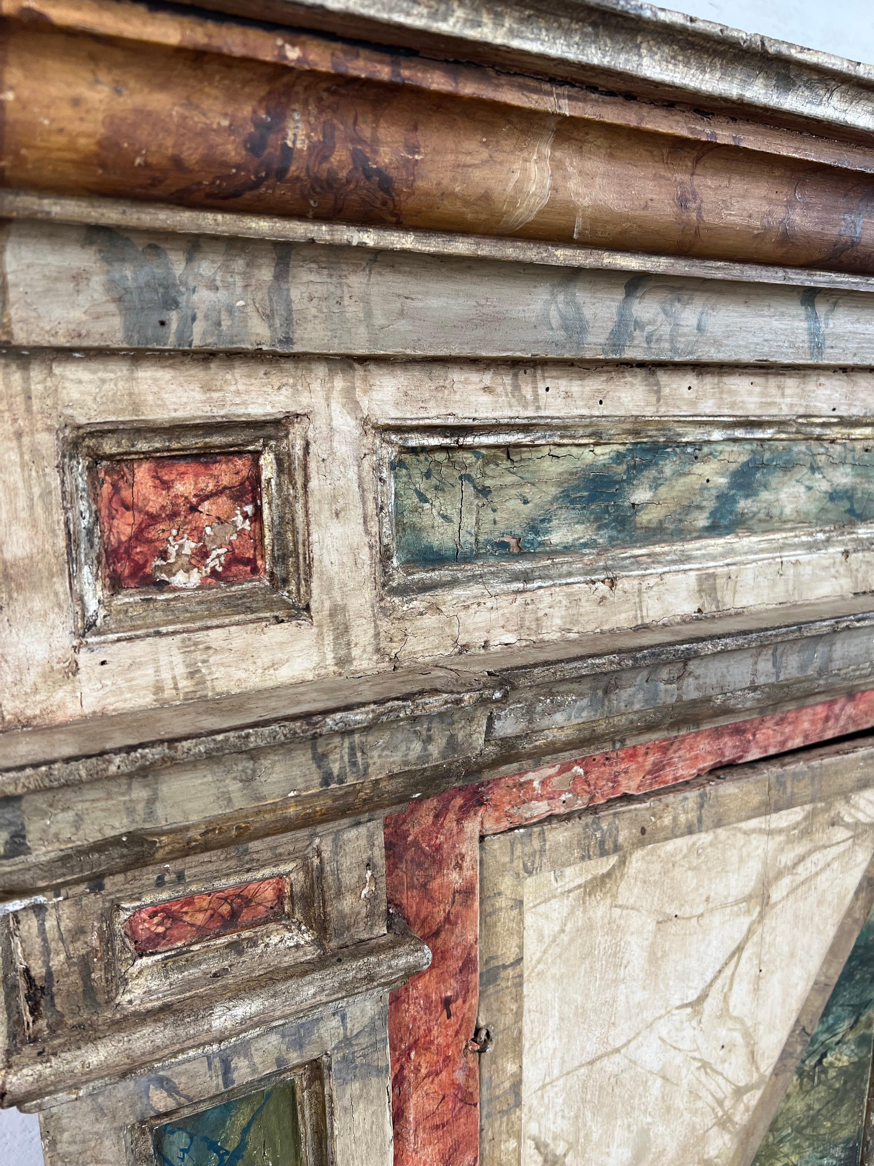 18th Century and Earlier 2-door High Buffet Decor Faux Marbre For Sale