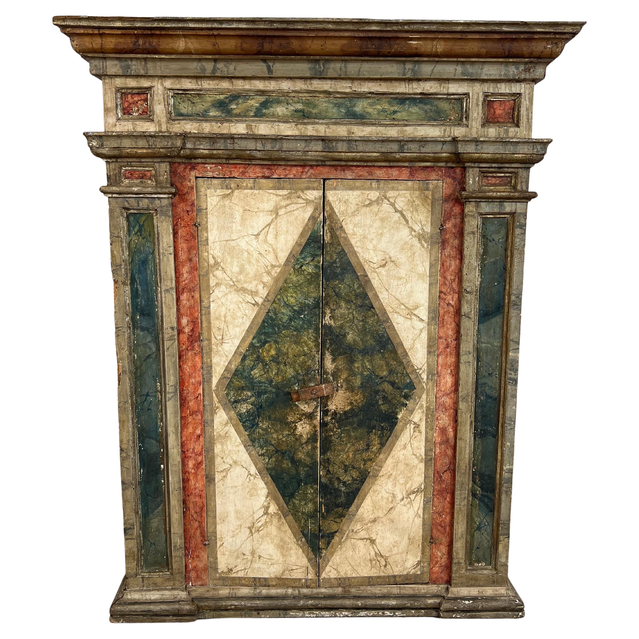 2-door High Buffet Decor Faux Marbre