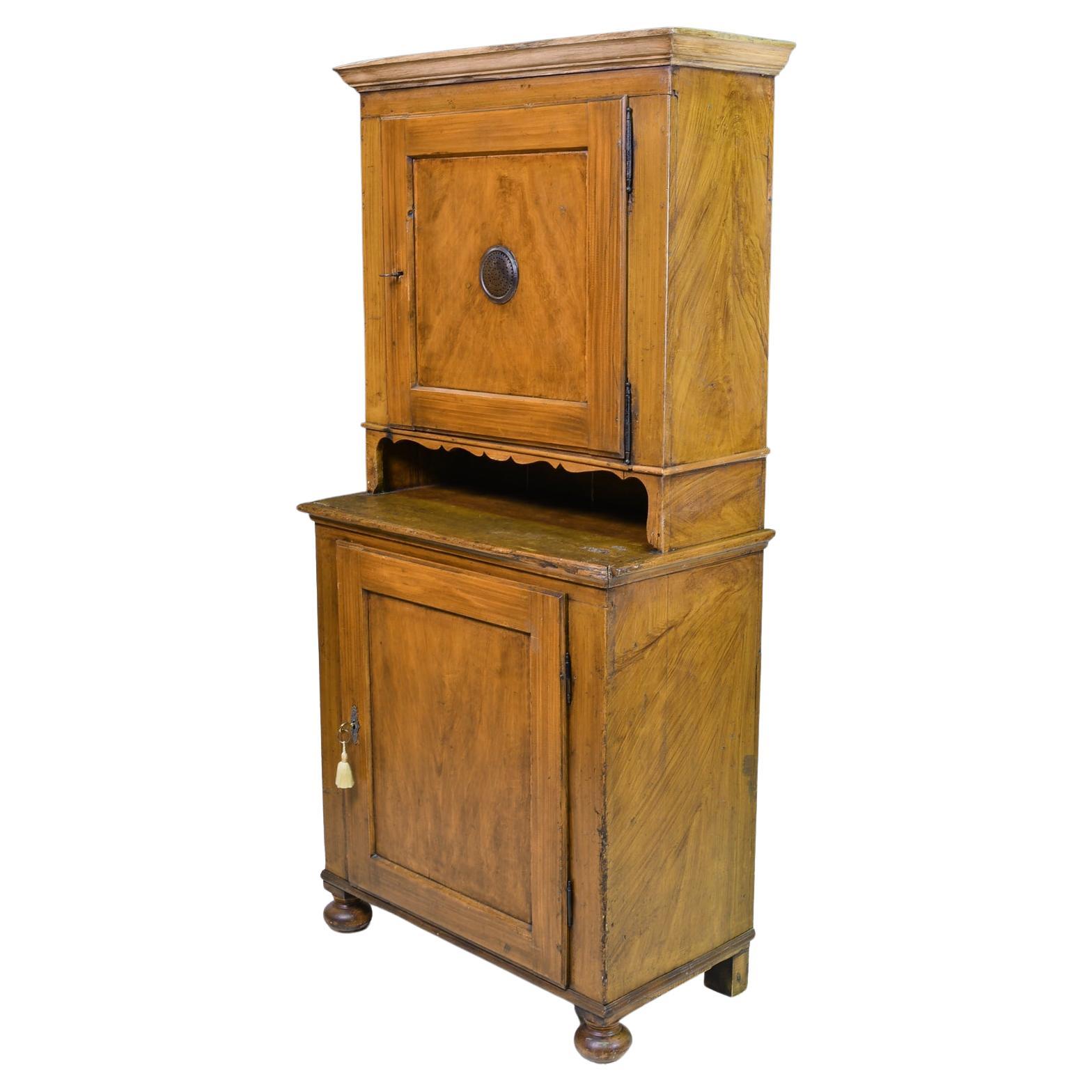 Country Antique Provincial Cupboard with Original Faux-Bois Painted Finish, c. 1830 For Sale