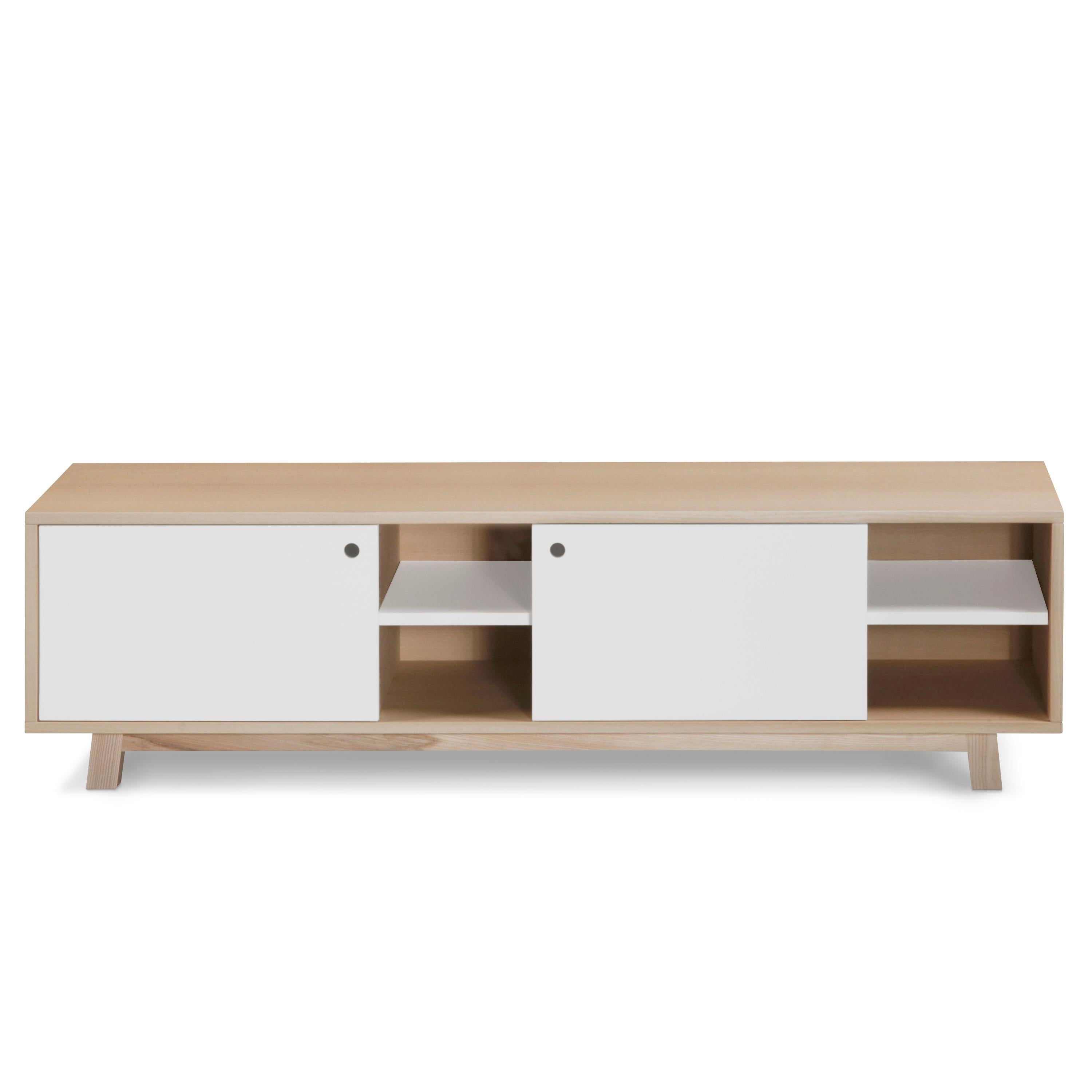 Contemporary 2-Door TV stand in ash with 11 colours available, designed by Eric Gizard, Paris For Sale