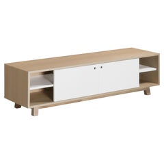 2-Door TV Cabinet in Ash Wood, 11 Colours Available, Made in France