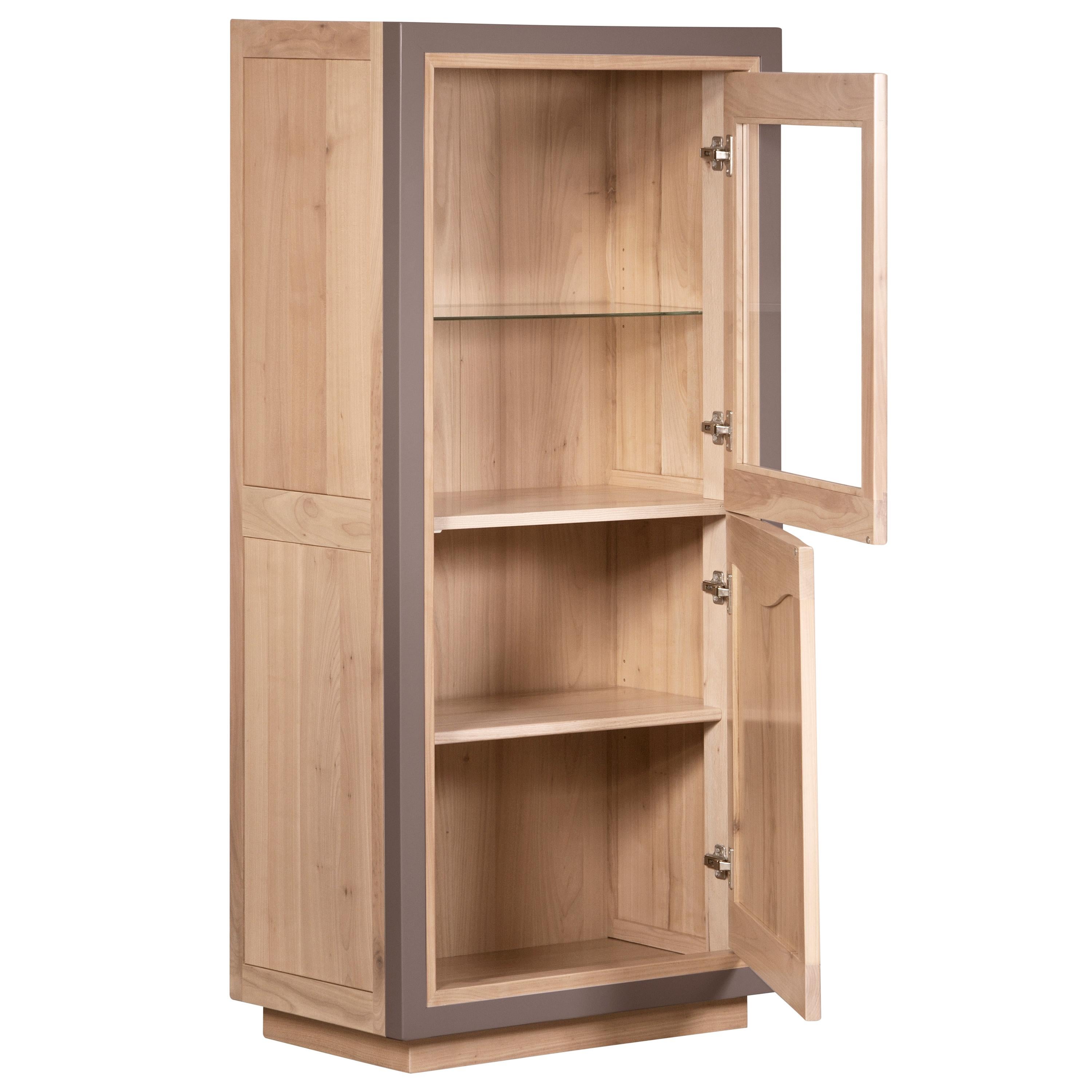 2-Door Vitrine, Display Cabinet in Natural Cherry, 100% Made in France For Sale 1
