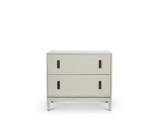 Lawson-Fenning 2-Drawer Arcadia Chest, Modern Grey Pigmented Oak & Brass Dresser