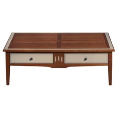 2-Drawer Coffee Table in Solid Cherry, Stained and Light-Grey Lacquered
