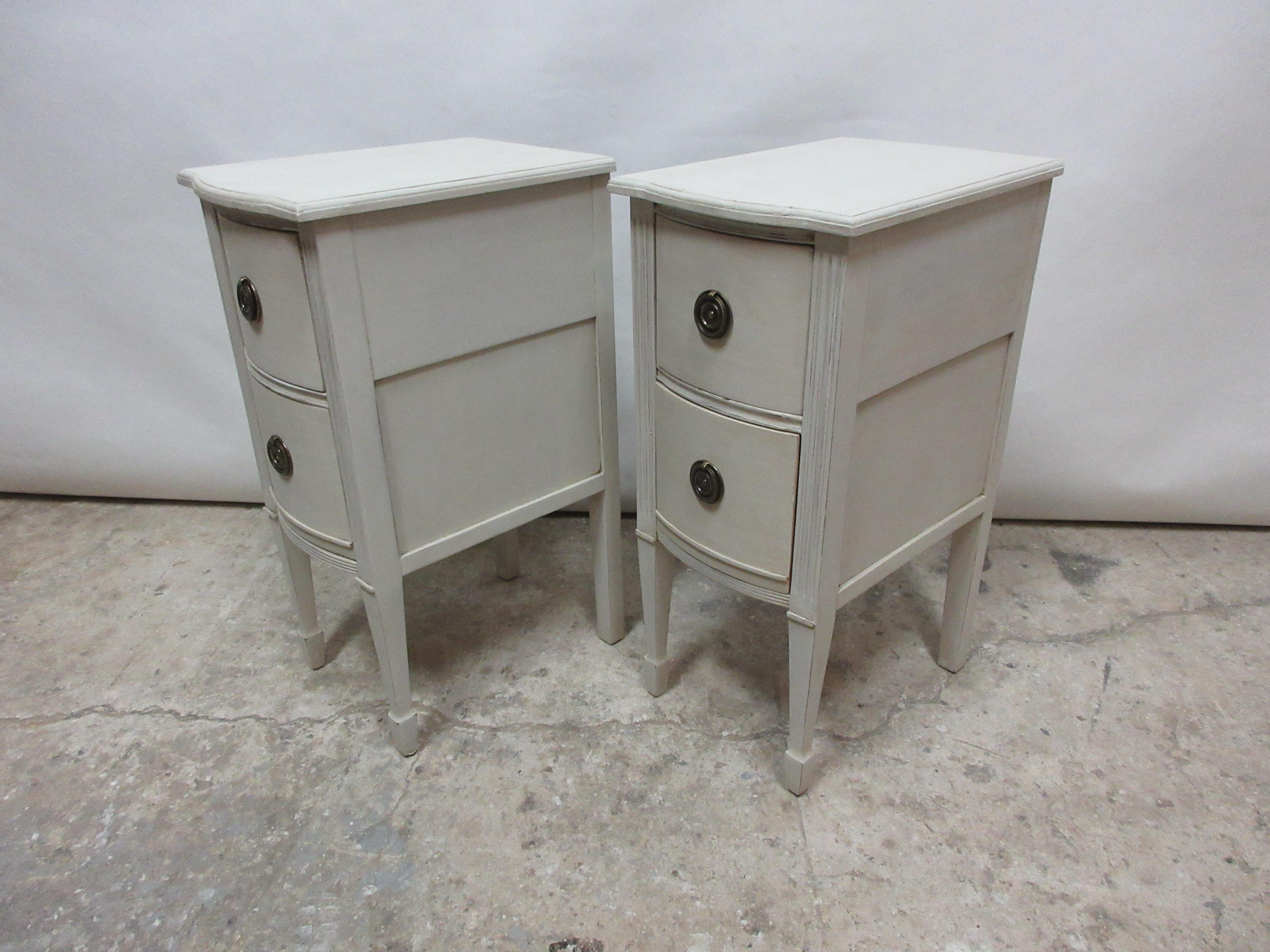 2-Drawer Gustavian Style Nightstands In Distressed Condition In Hollywood, FL