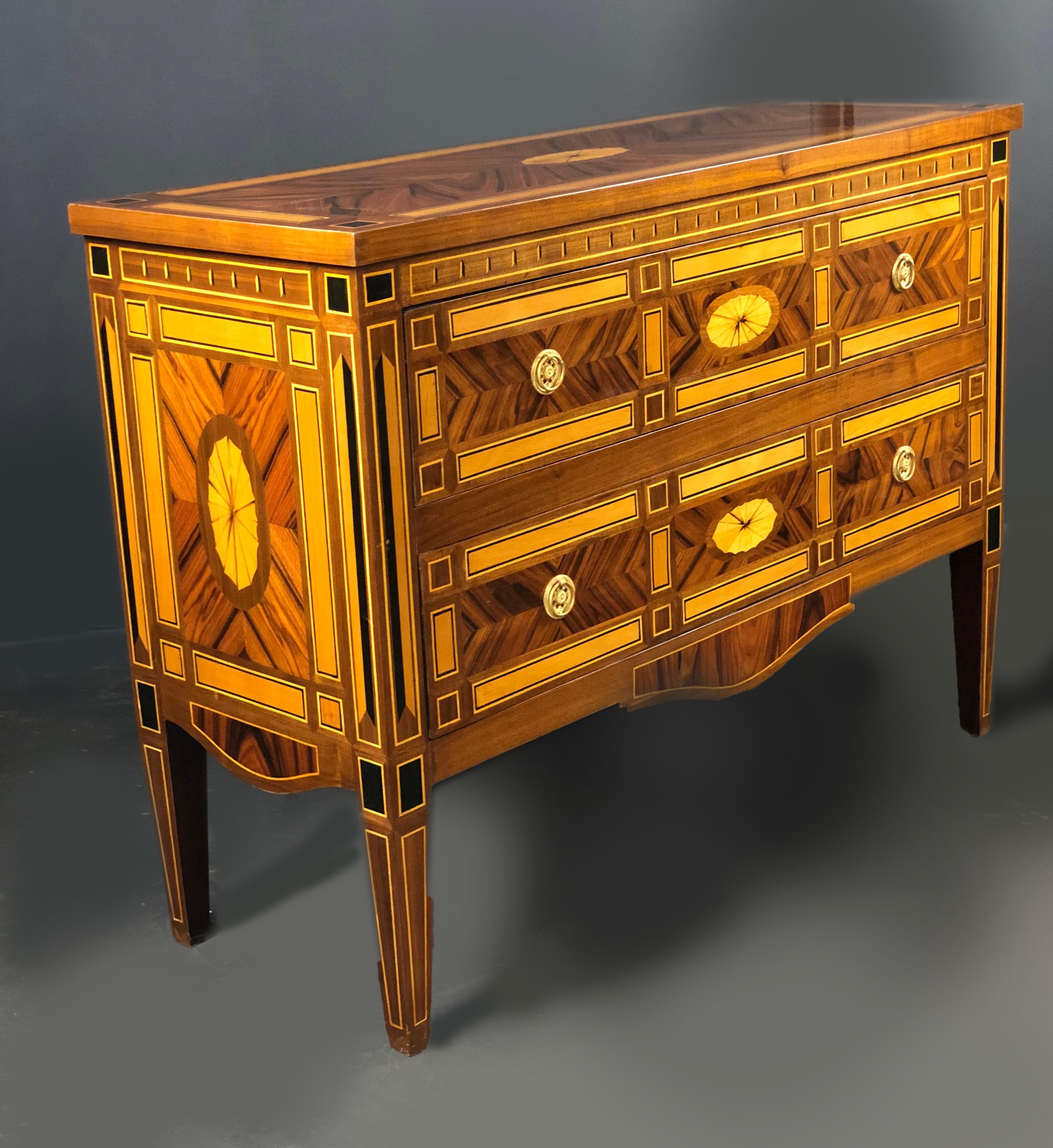 Veneer 2-Drawer Hall Commode with Outstanding Parquetry