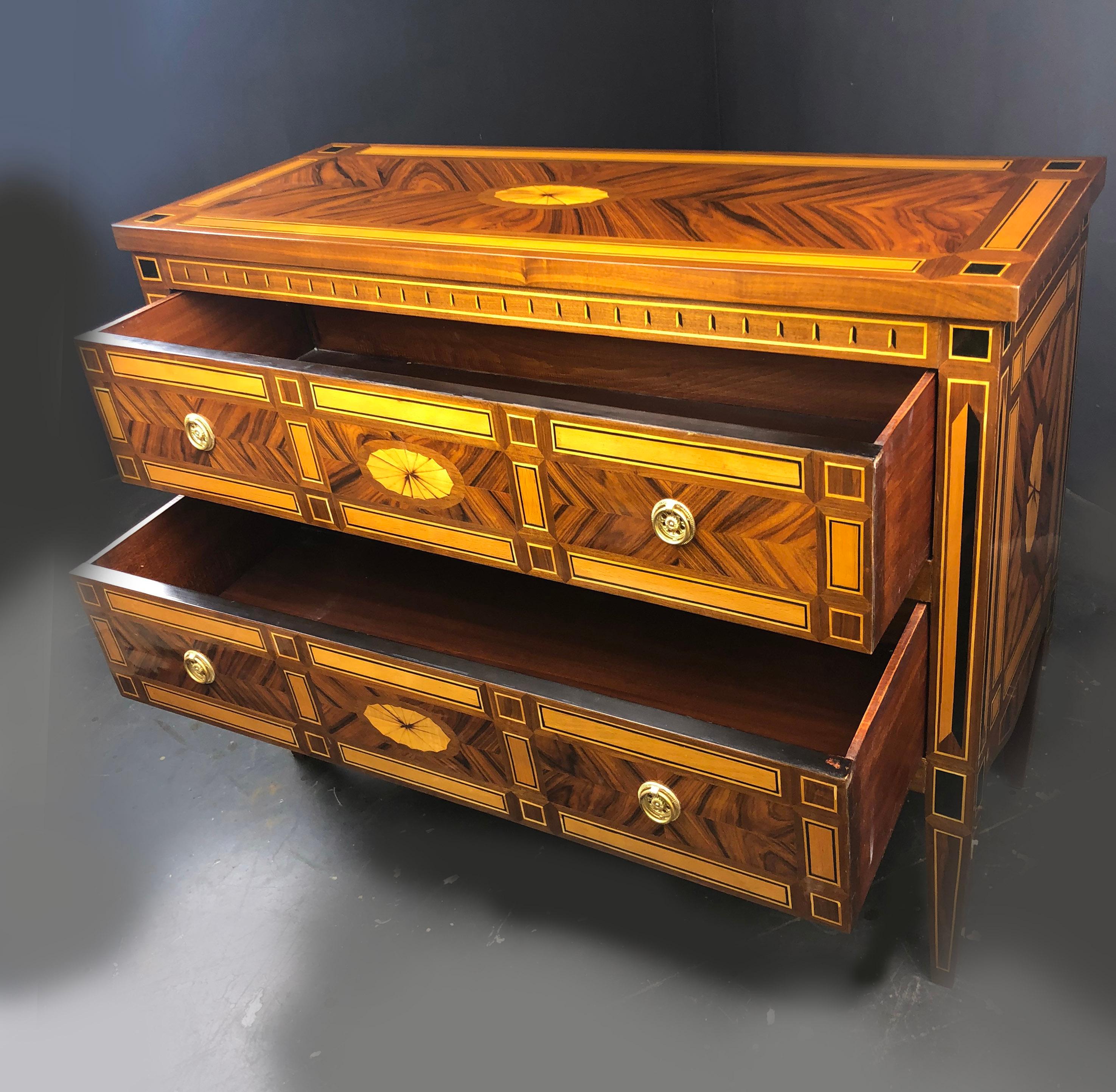 Ebony 2-Drawer Hall Commode with Outstanding Parquetry