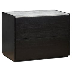 2 Drawer Nightstand: Black Oak - Gray Stone Top