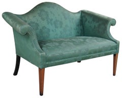 2 Drexel Heritage Federal Style Mahogany Camelback Green Floral Loveseats Settee