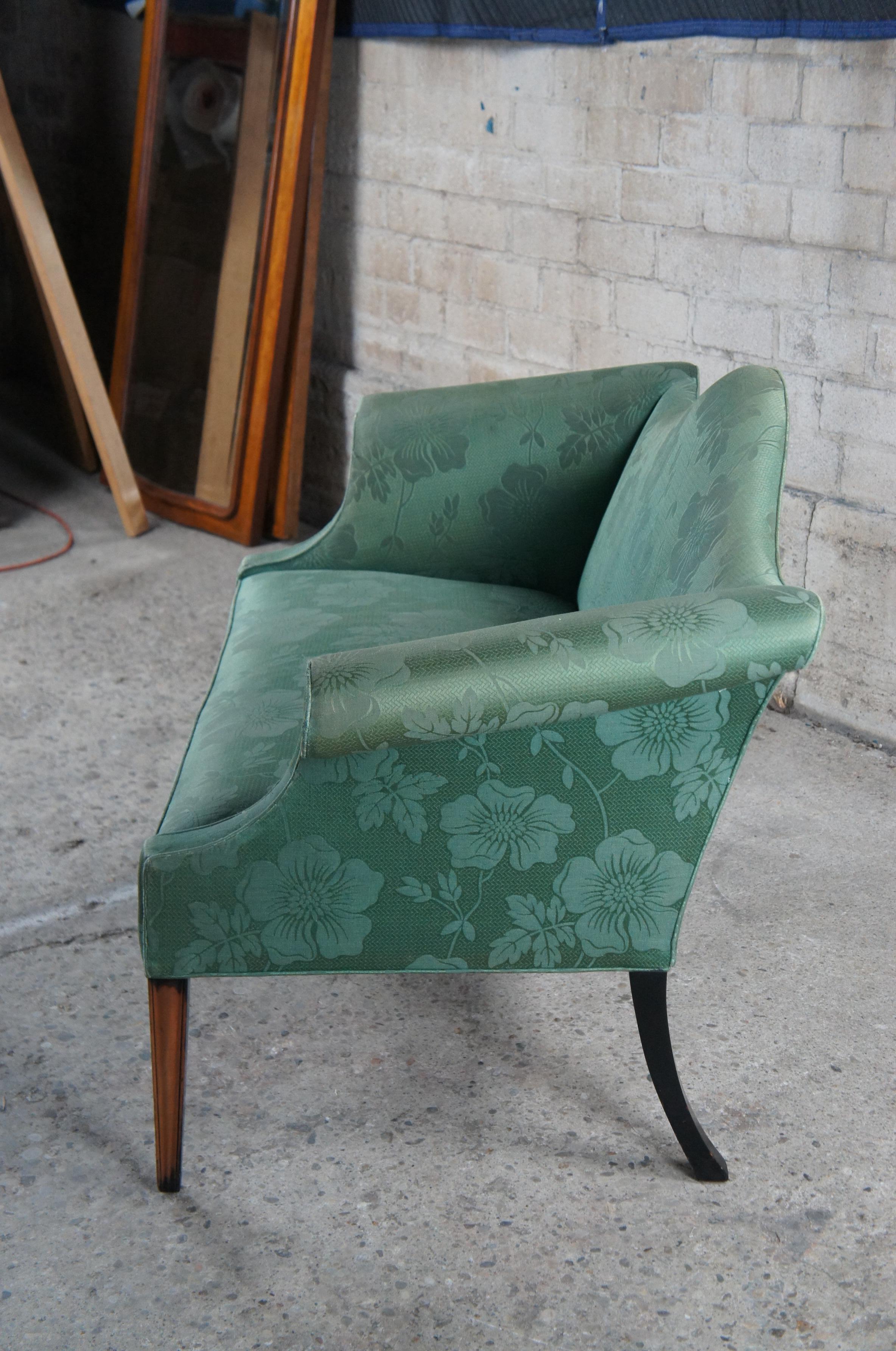 Upholstery 2 Drexel Heritage Federal Style Mahogany Camelback Green Floral Loveseats Settee
