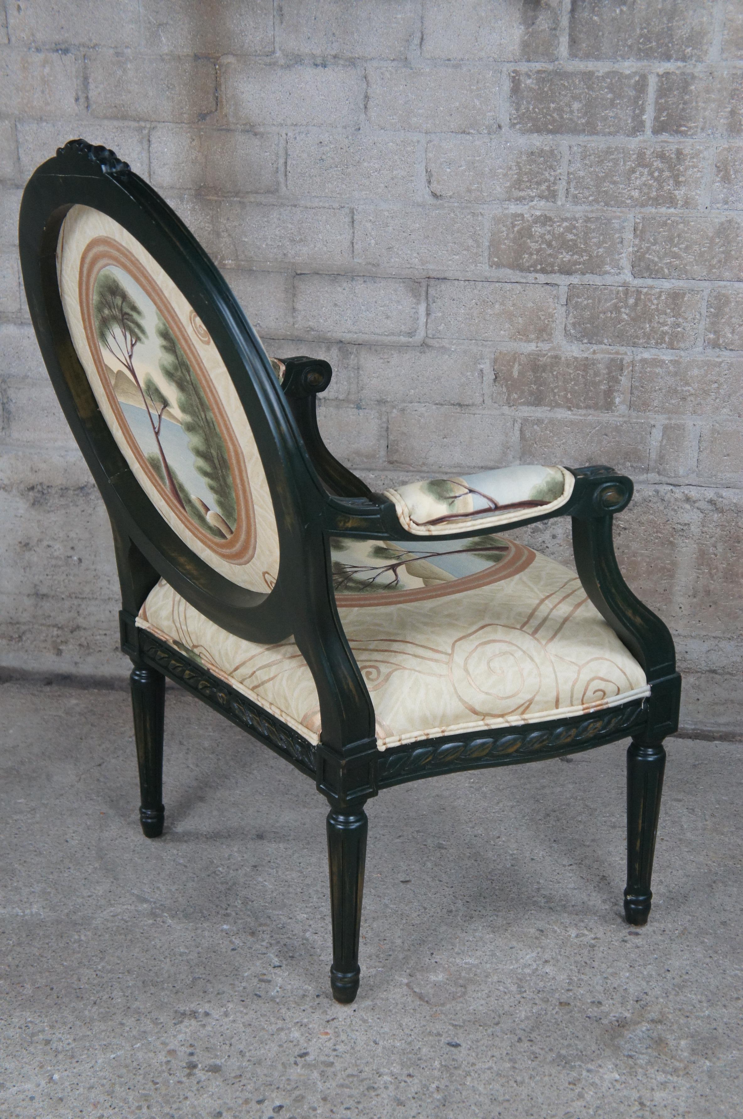 2 Drexel Heritage French Louis XVI Fauteuil Balloon Back Neoclassical Arm Chairs For Sale 6