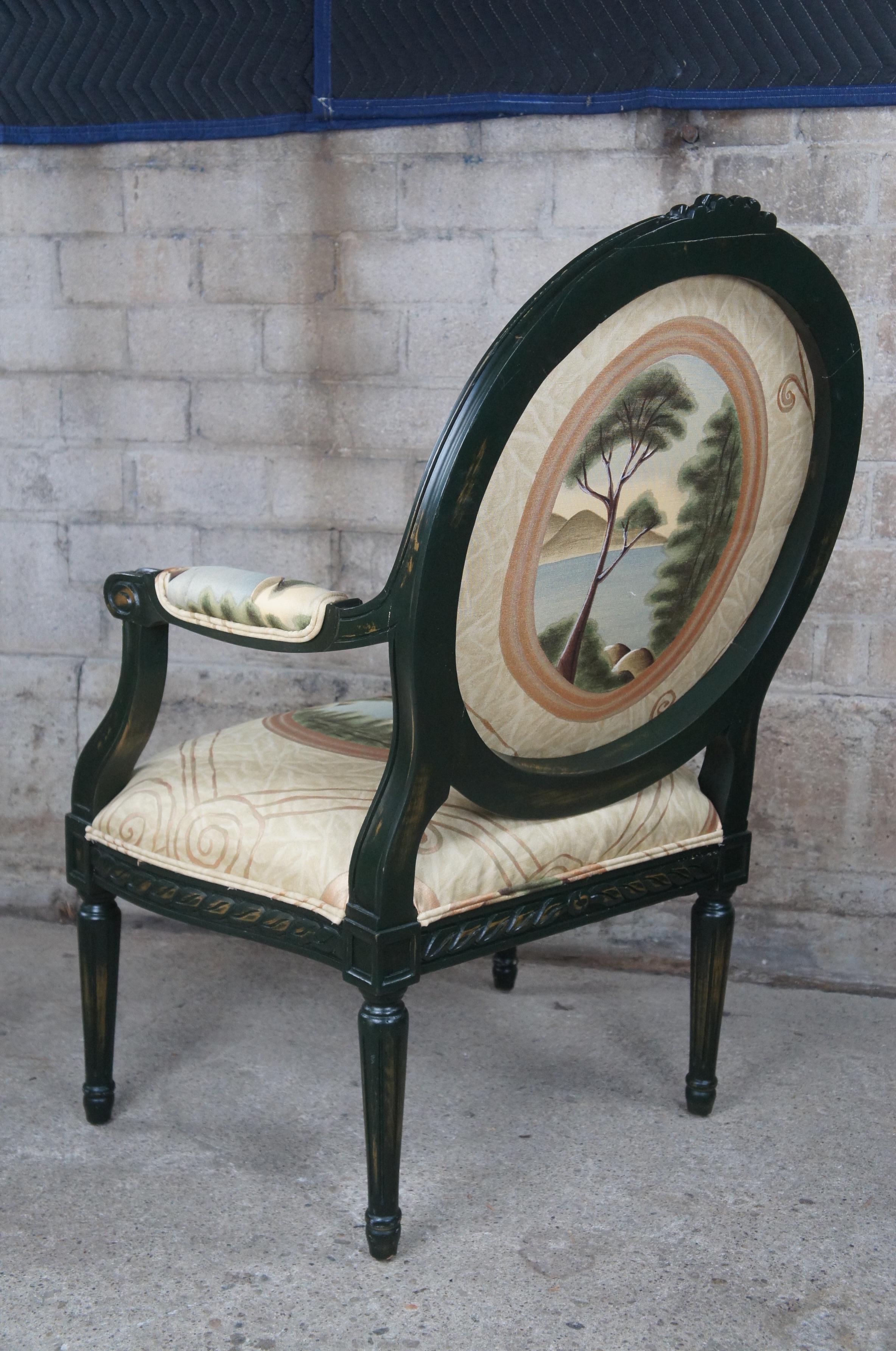 2 Drexel Heritage French Louis XVI Fauteuil Balloon Back Neoclassical Arm Chairs For Sale 4