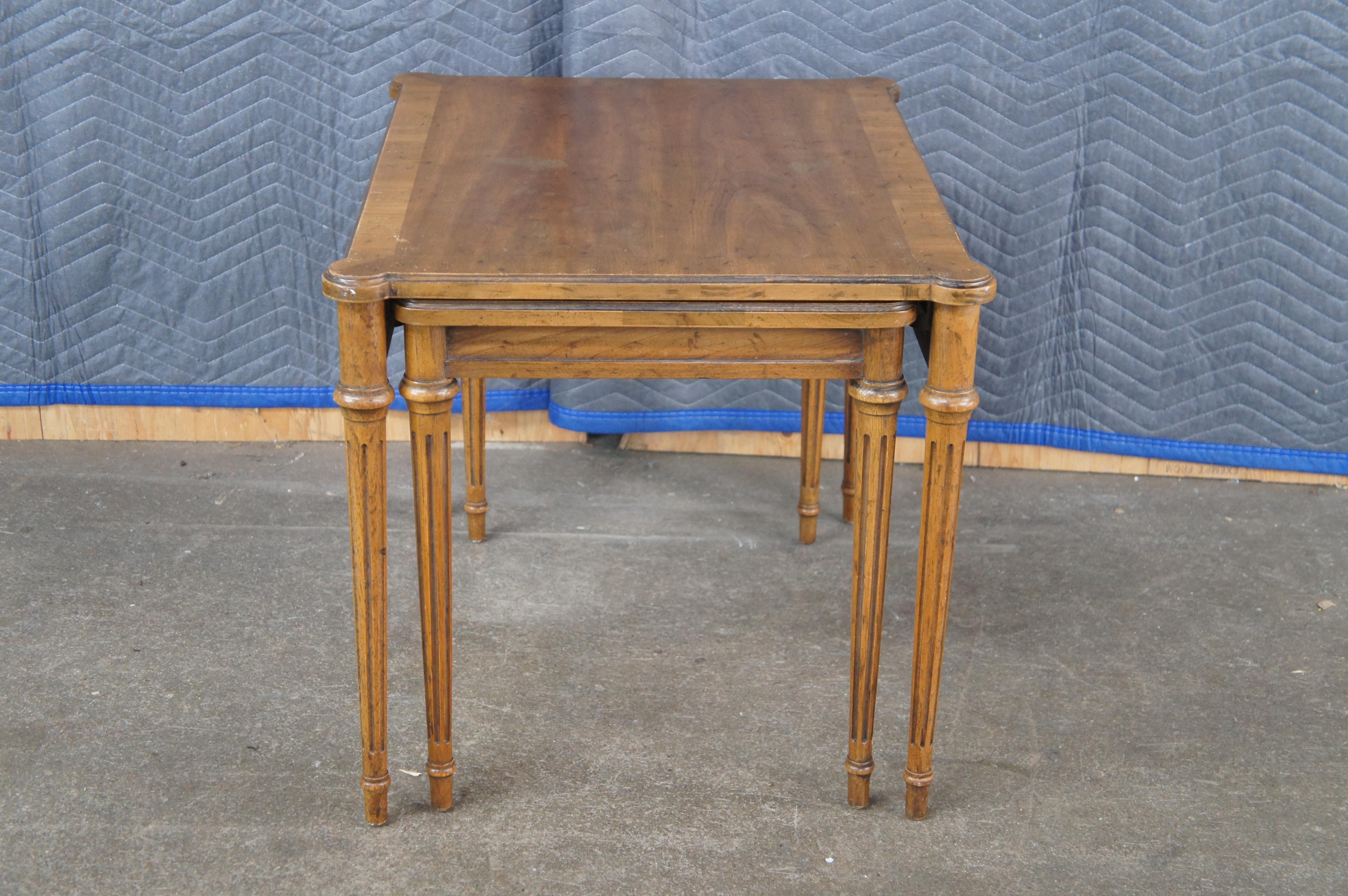2 Drexel Heritage French Louis XVI Provincial Walnut Bedside Chests Nest Tables For Sale 5