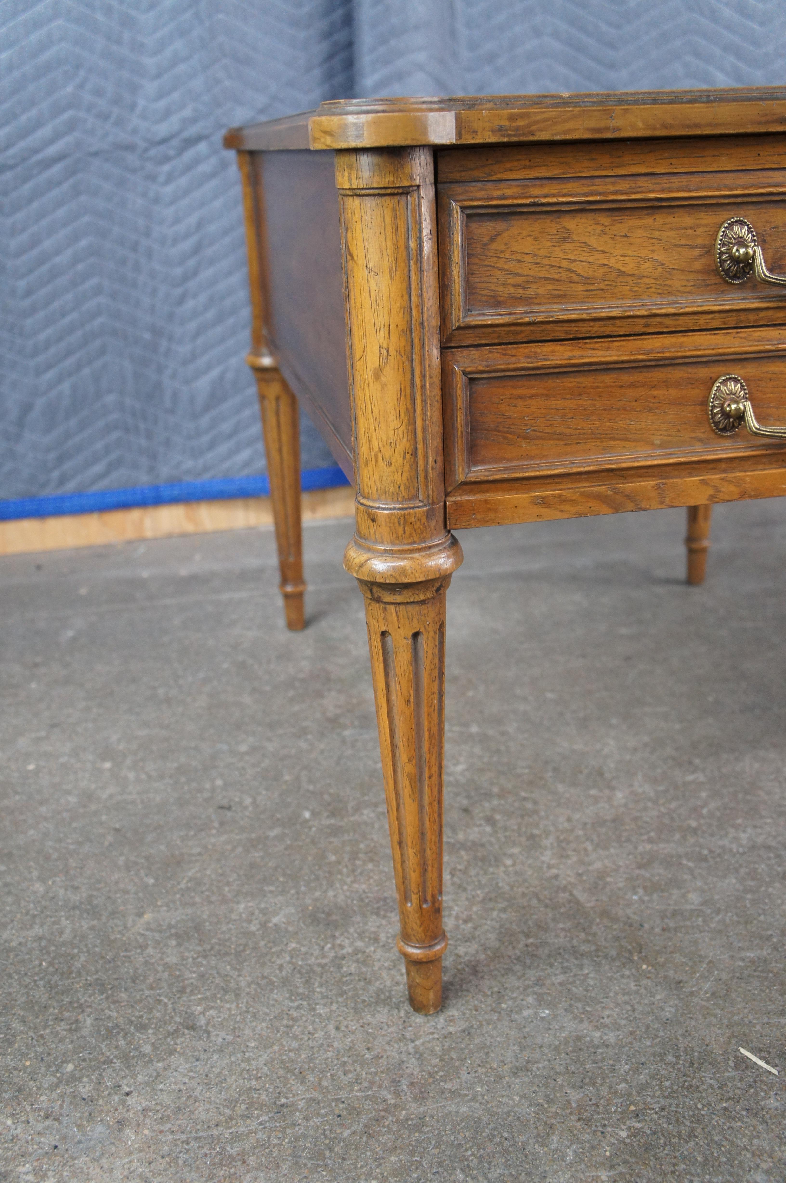 2 Drexel Heritage French Louis XVI Provincial Walnut Bedside Chests Nest Tables For Sale 1