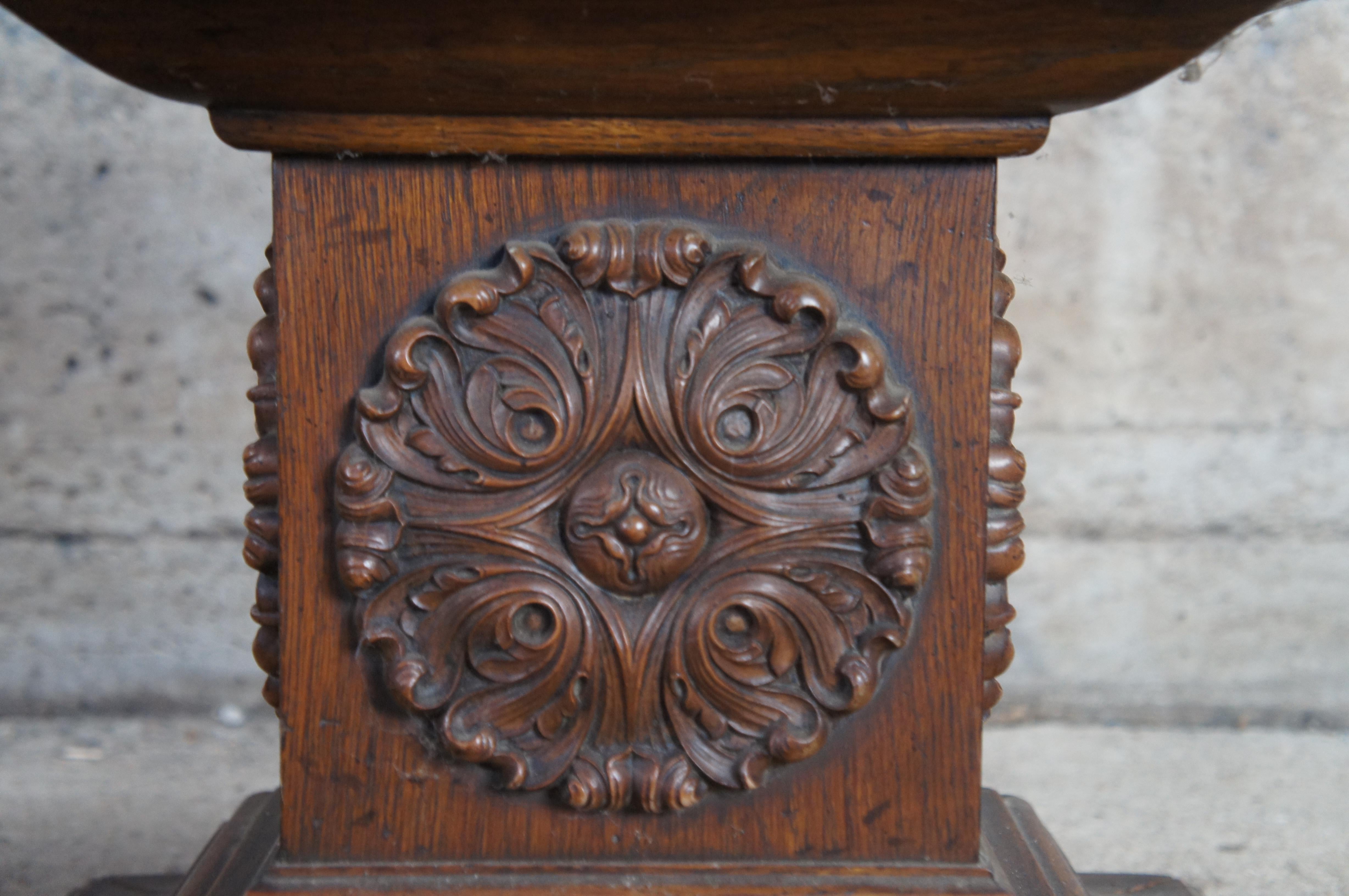 2 Drexel Heritage Grand Tour Mid Century Oak Slate Side Tables Sculpture Stand In Fair Condition For Sale In Dayton, OH