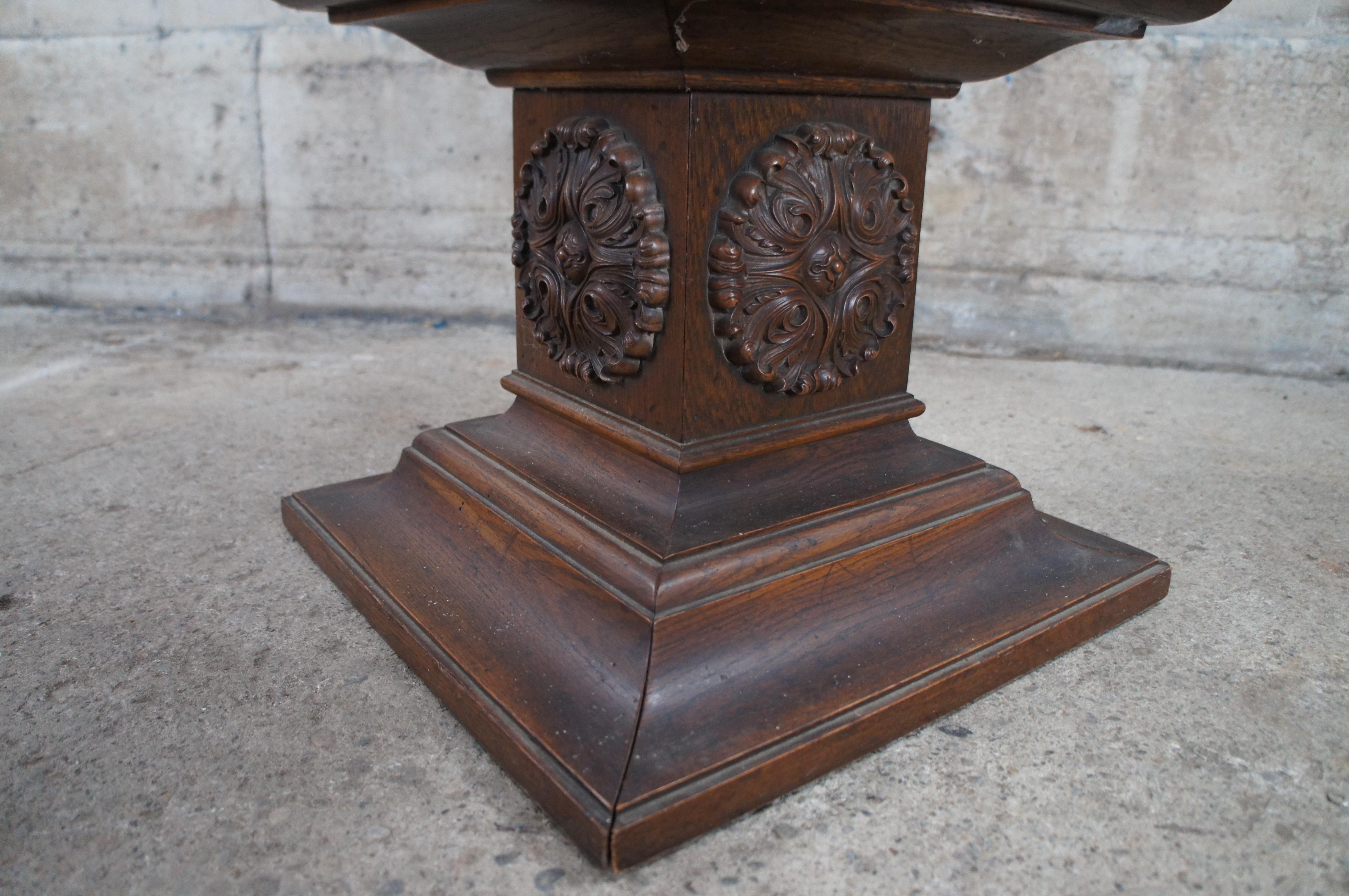 2 Drexel Heritage Grand Tour Mid Century Oak Slate Side Tables Sculpture Stand For Sale 1