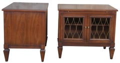 2 Drexel Heritage Movanti Mediterranean Fruitwood Nightstands Grille Doors Tray