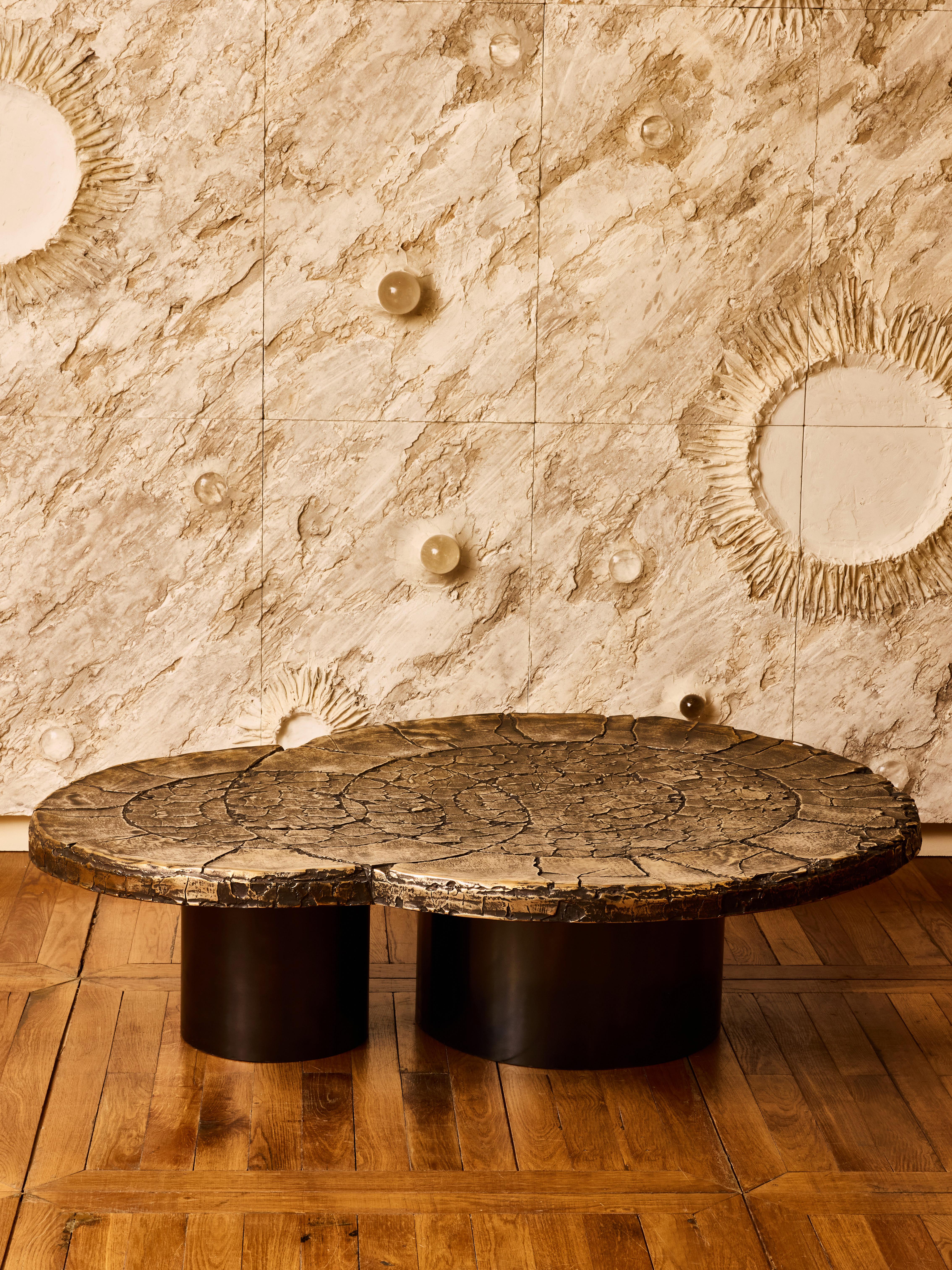 Moderne Table basse « 2 Dry Drops » en bronze d'Erwan Boulloud. en vente
