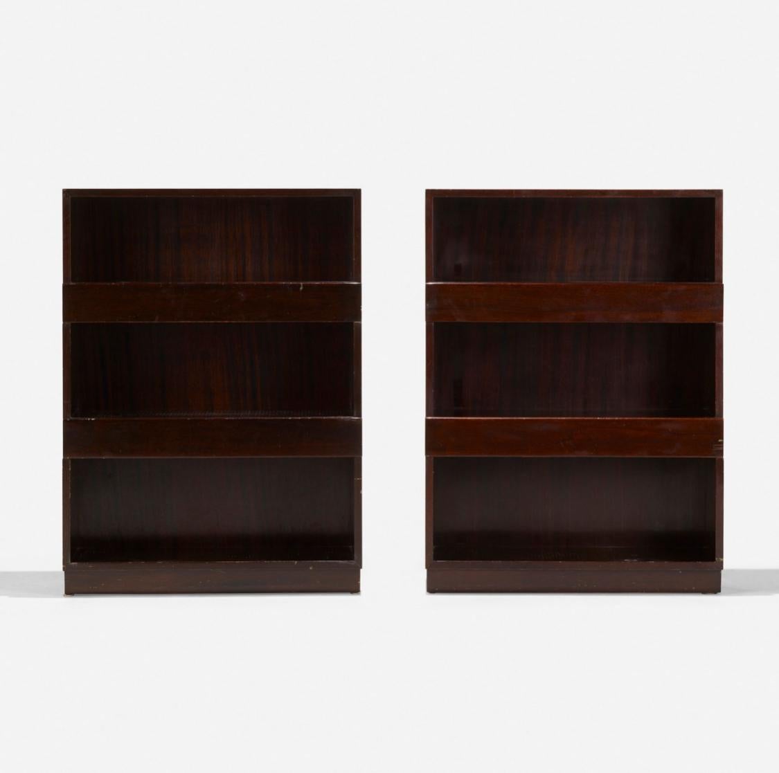 Mid-Century Modern Pair Dunbar Early Modern Mahogany Bookcases, Model 3312 For Sale