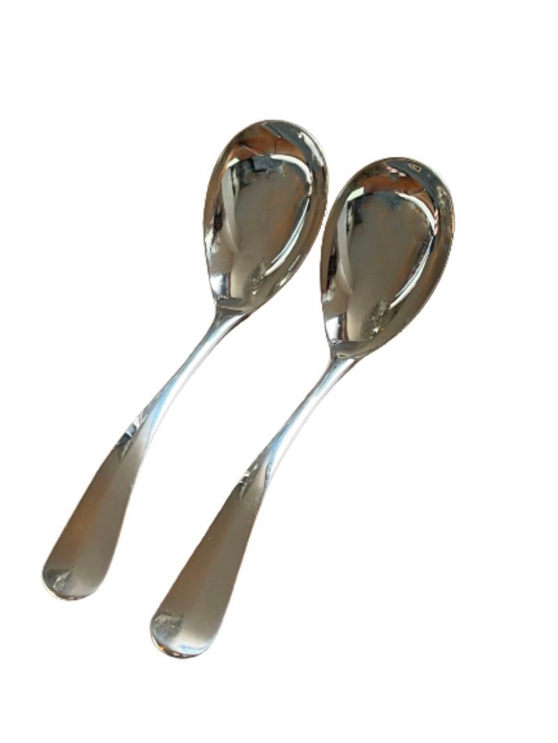 20th Century 2 Dutch Silver Serving Spoons by Gerritsen & Van Kempen, 1949 and 1950 For Sale