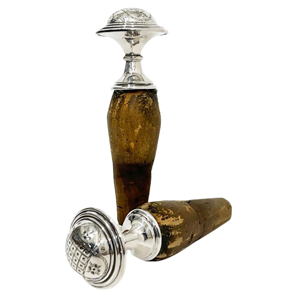 2 Dutch Silver Wine Bottle or Bottle Stoppers, by Van Kempen and Begeer, 1920s