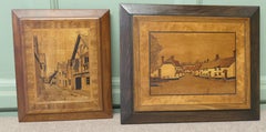 2 Early 20th Century Marquetry Pictures  Laycock 1946, and Broadhembury