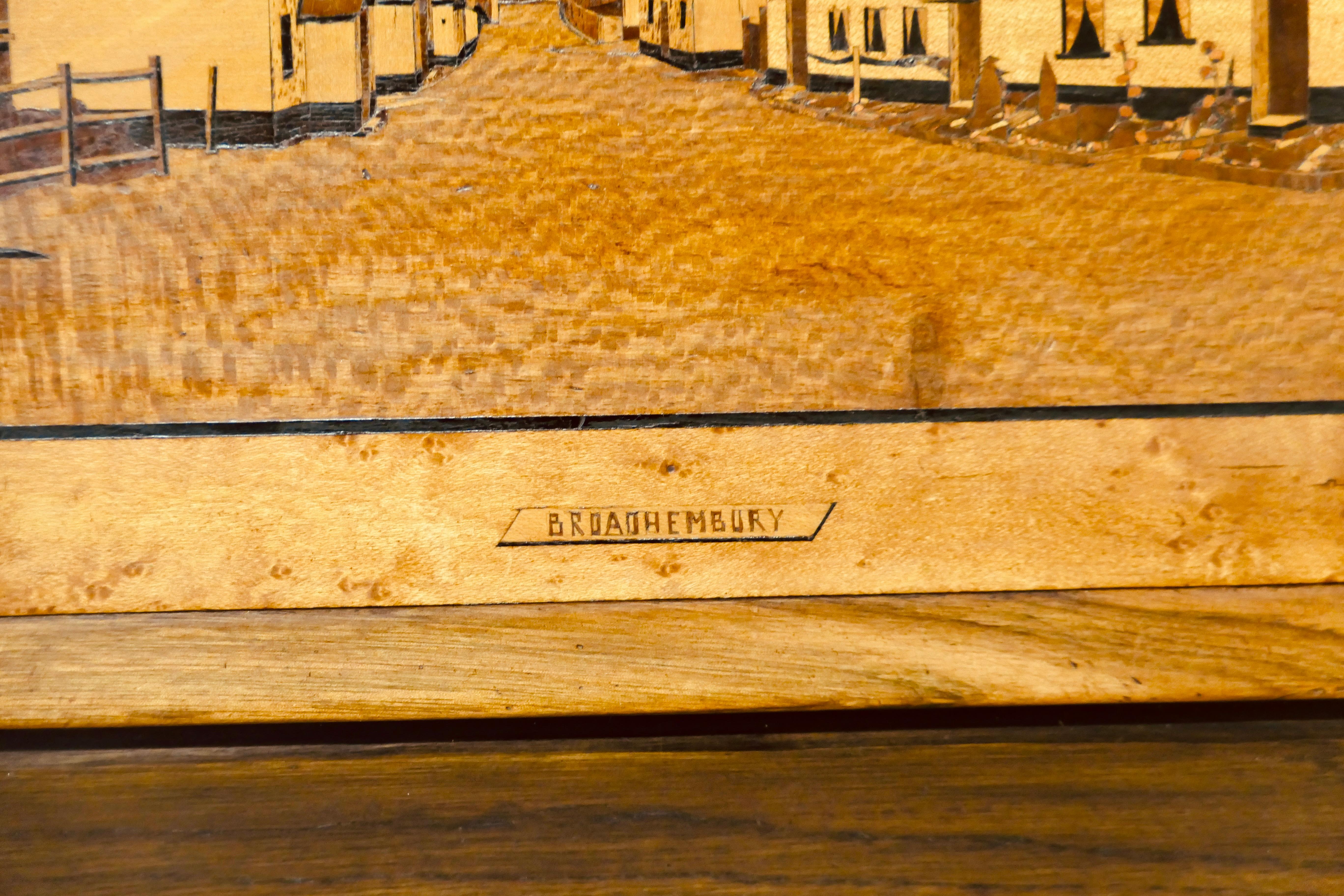 Mid-20th Century 2 Early 20th Century Marquetry Pictures  Laycock 1946, and Broadhembury For Sale