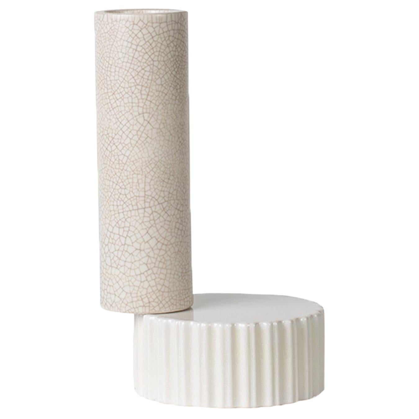 2-Element-Weiße Vase von Quincoces-Drag 
