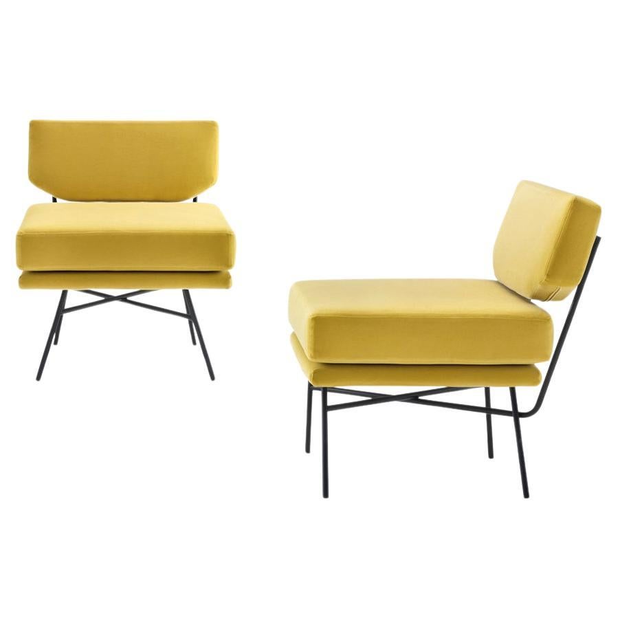Pair of  Elettra armchairs by BBPR Studio from Arflex Italy 1956s, original and first Edition. 
fabric is original, original label :ARFLEX. The Elettra armchairs are the iconic piece of Italian Design by BBPR Studio is important pieces 
I am