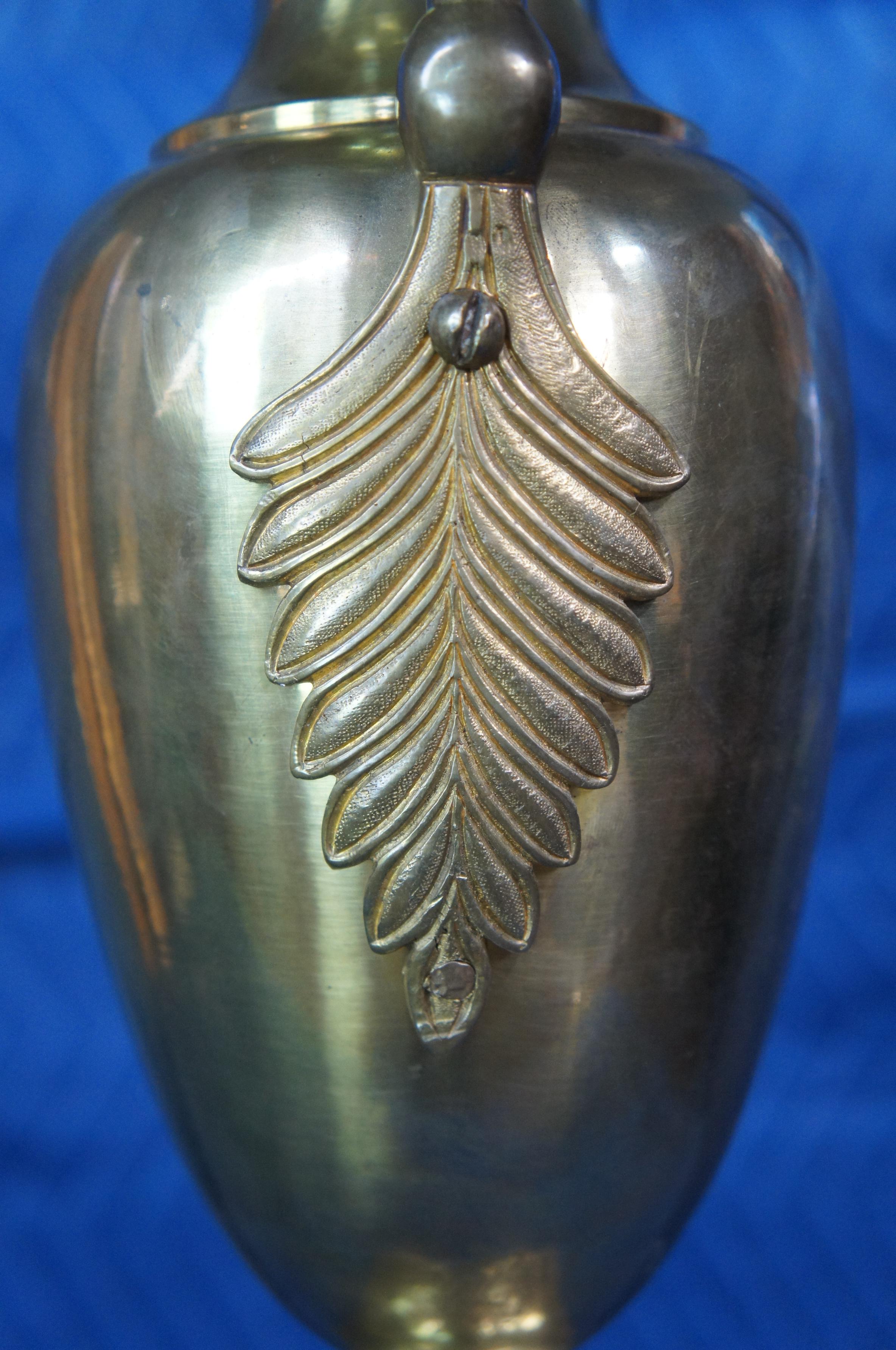 2 Empire Cassolettes Brass Figural Footed Griffin Serpent Dragon Trophy Urn Lamp 7