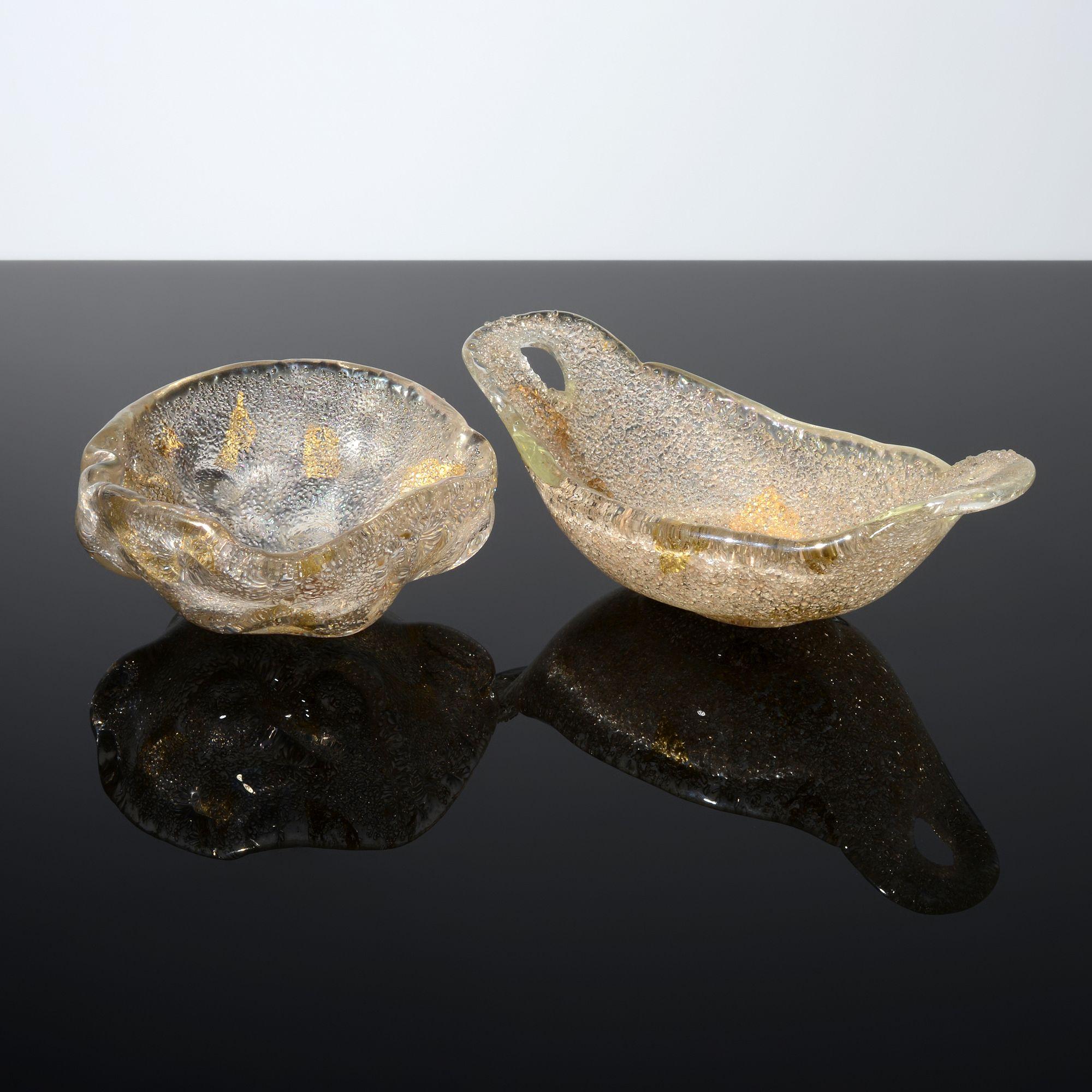 Artist/Designer; Manufacturer: Ercole Barovier (Italian, 1889-1974); Barovier & Toso (Italy)
Marking(s); notes: signed (1); 1946 (1)
Materials: glass
Dimensions (H, W, D): largest: 4