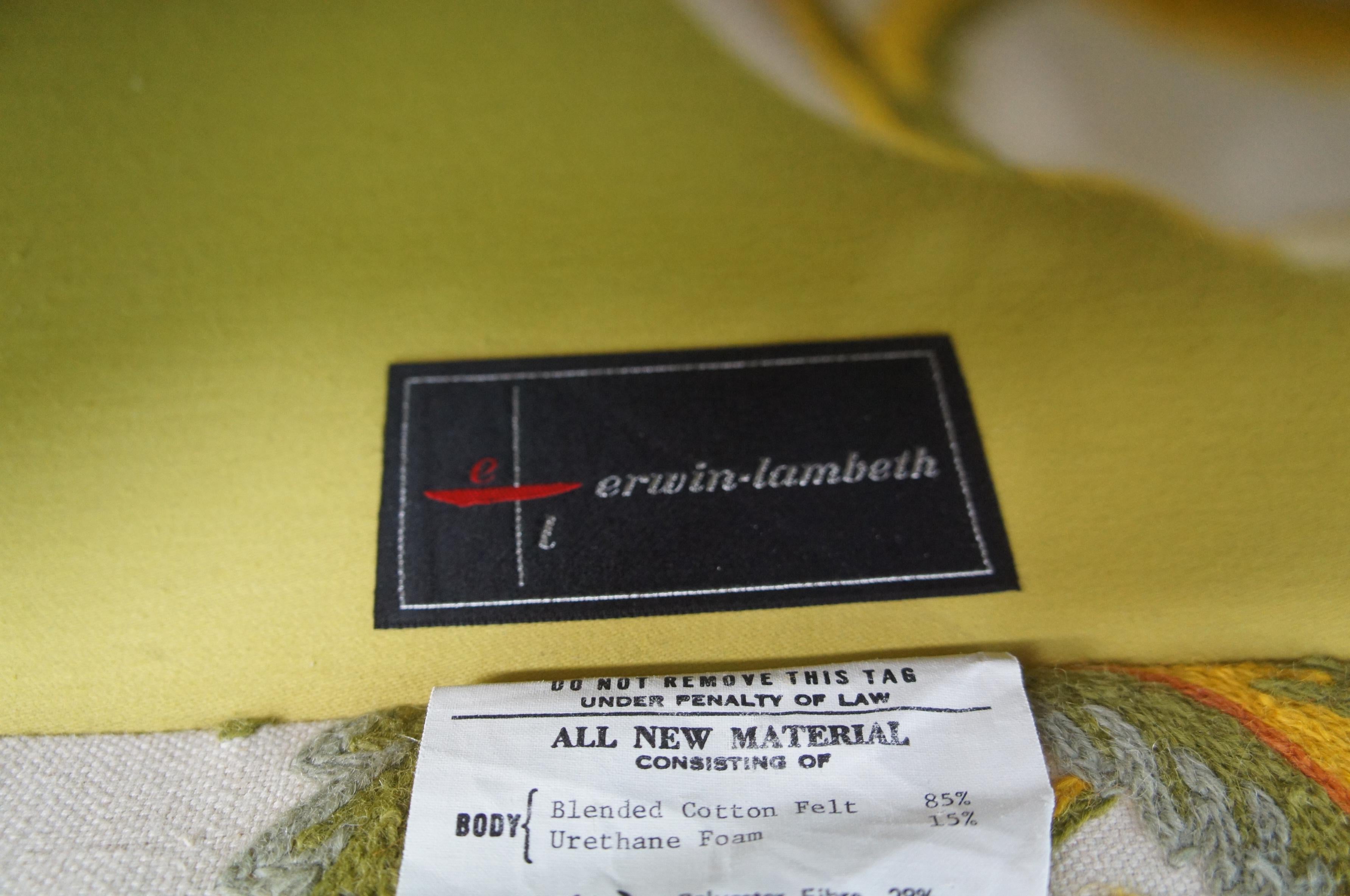 Upholstery 2 Erwin Lambeth Mid-Century Modern Parsons Style Crewel Sofa Settee Love Seats